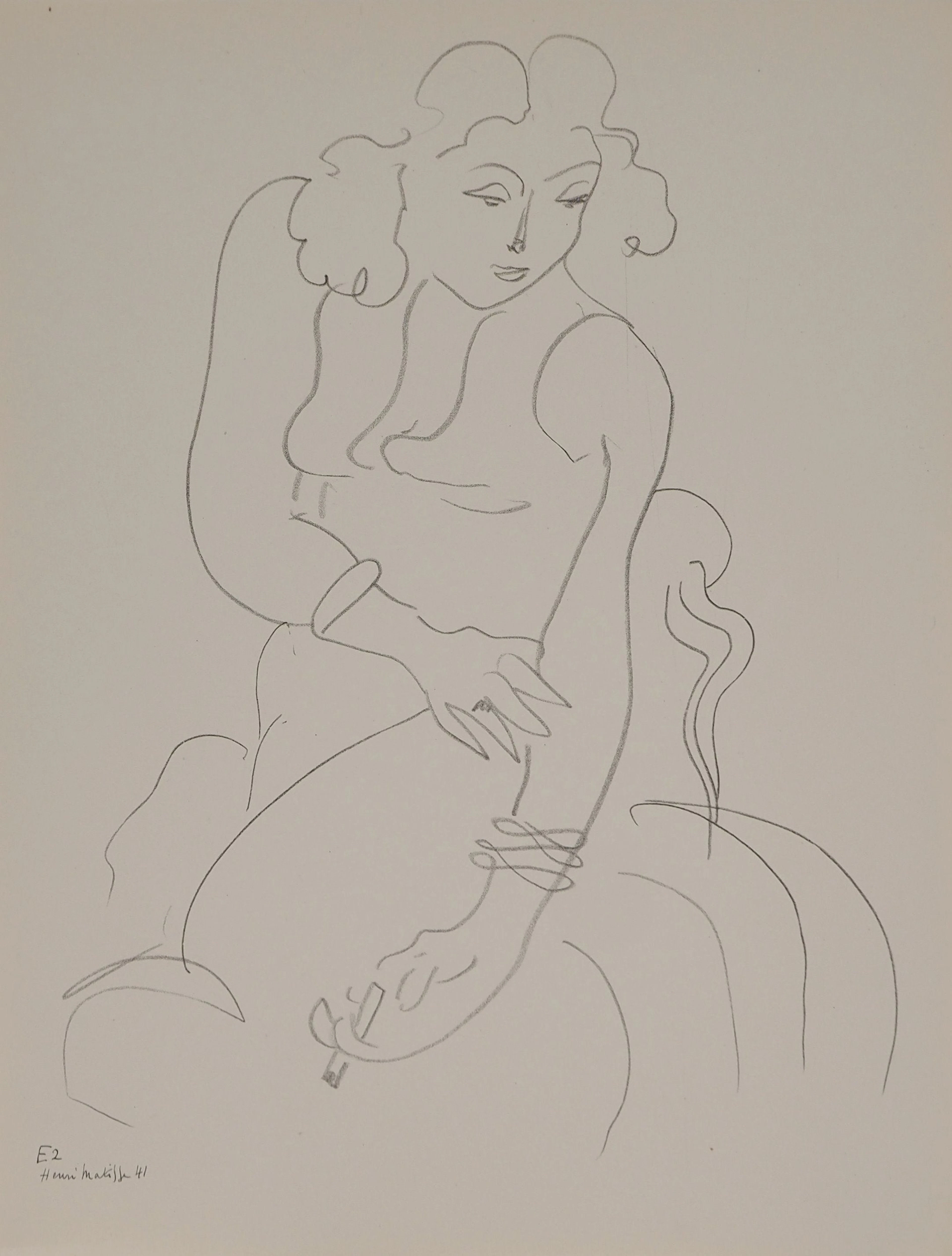 Henri MATISSE : Portrait à la cigarette, Lithographie signée