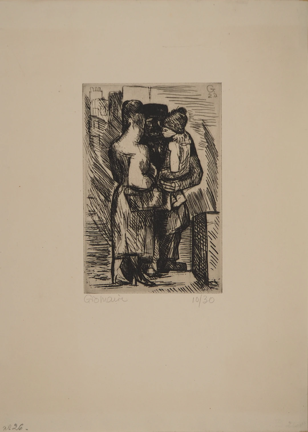 Marcel GROMAIRE : Famille, Gravure originale signée