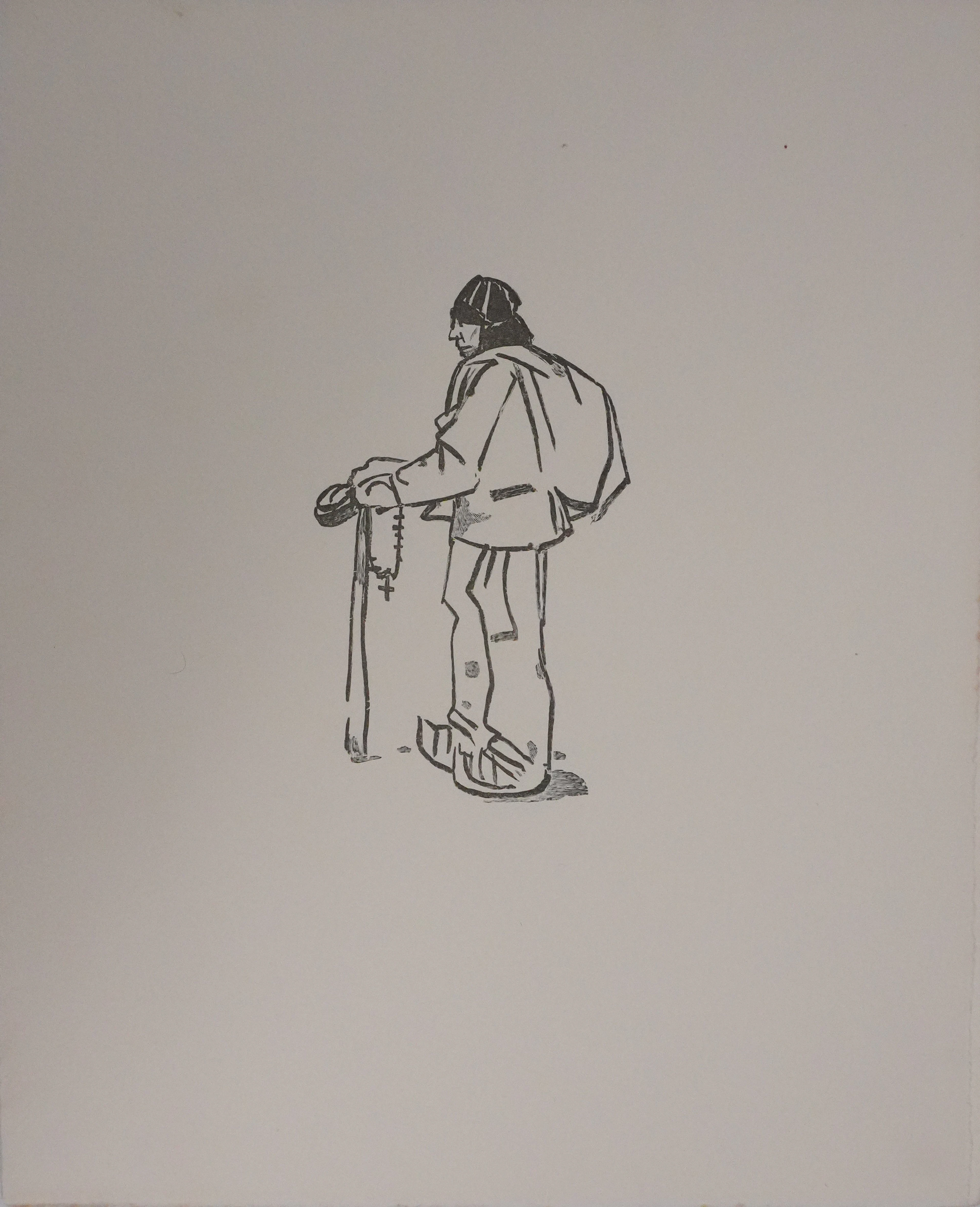 Mathurin MEHEUT : Bretagne, Bretagne, Berger au chapelet (Noir), Gravure