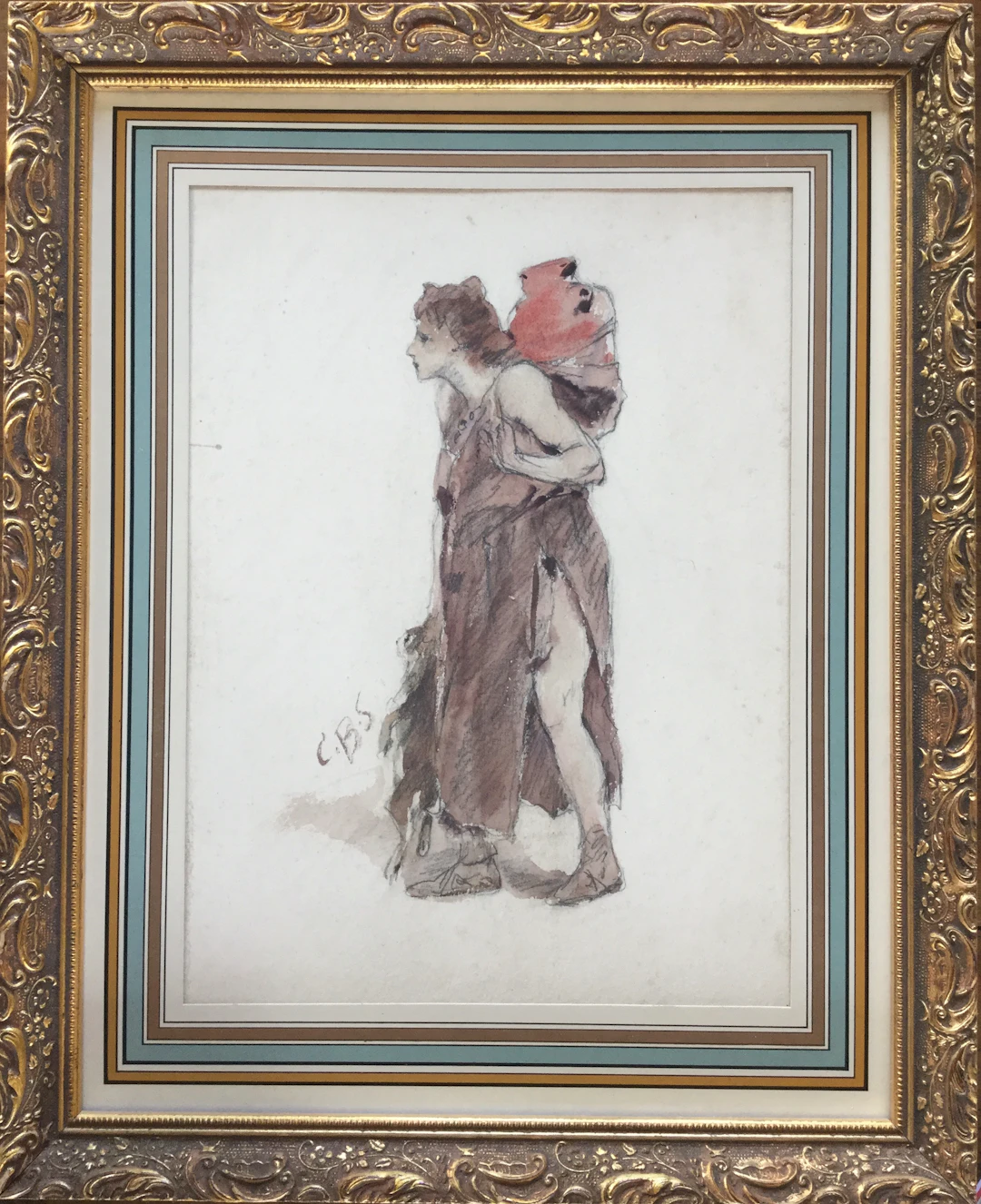 Casimir BRAU-SIMON - Le retour de la chasse ,vers 1898 - aquarelle