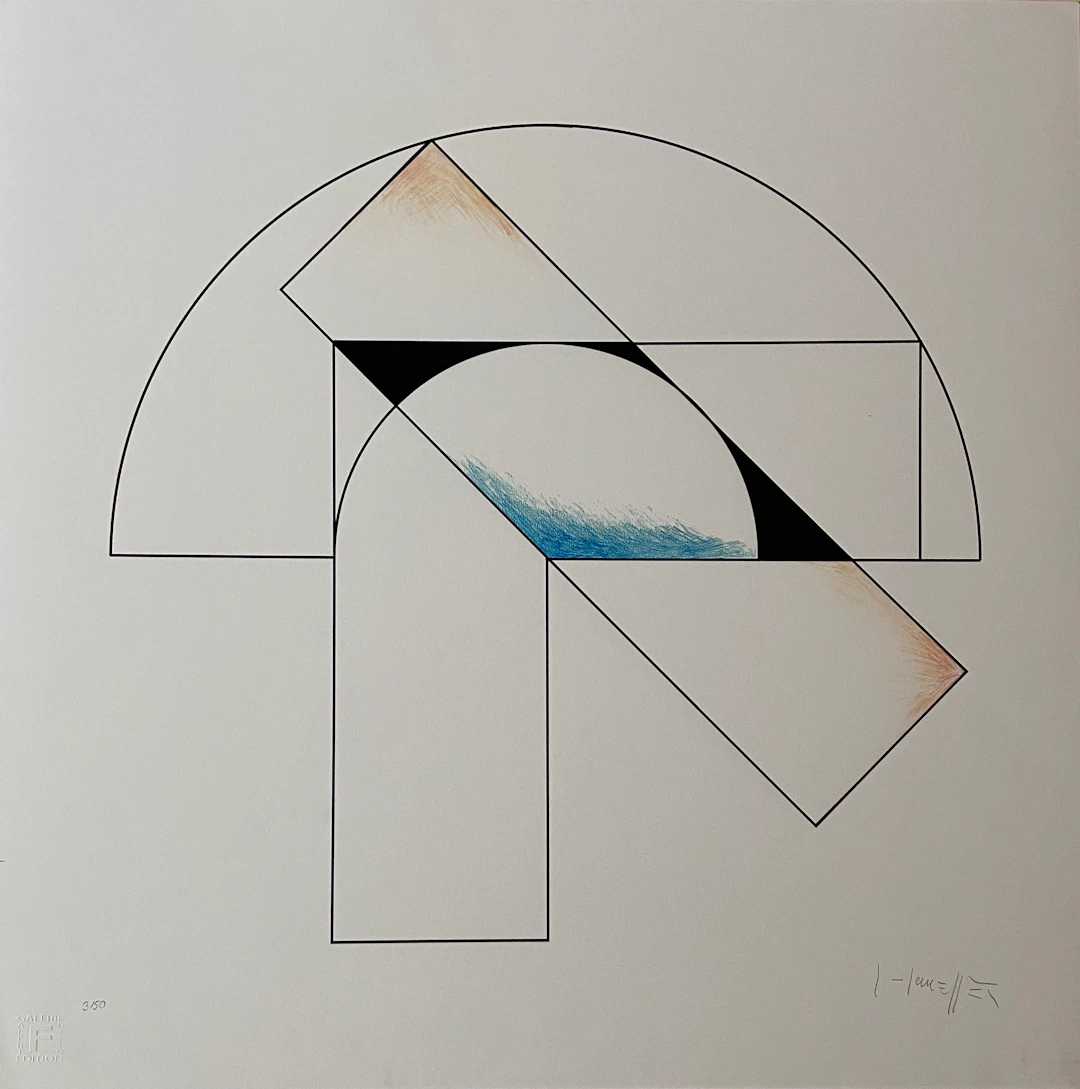 Gottfried HONEGGER - Composition 1 (bleu, noir et orange), 2015 -