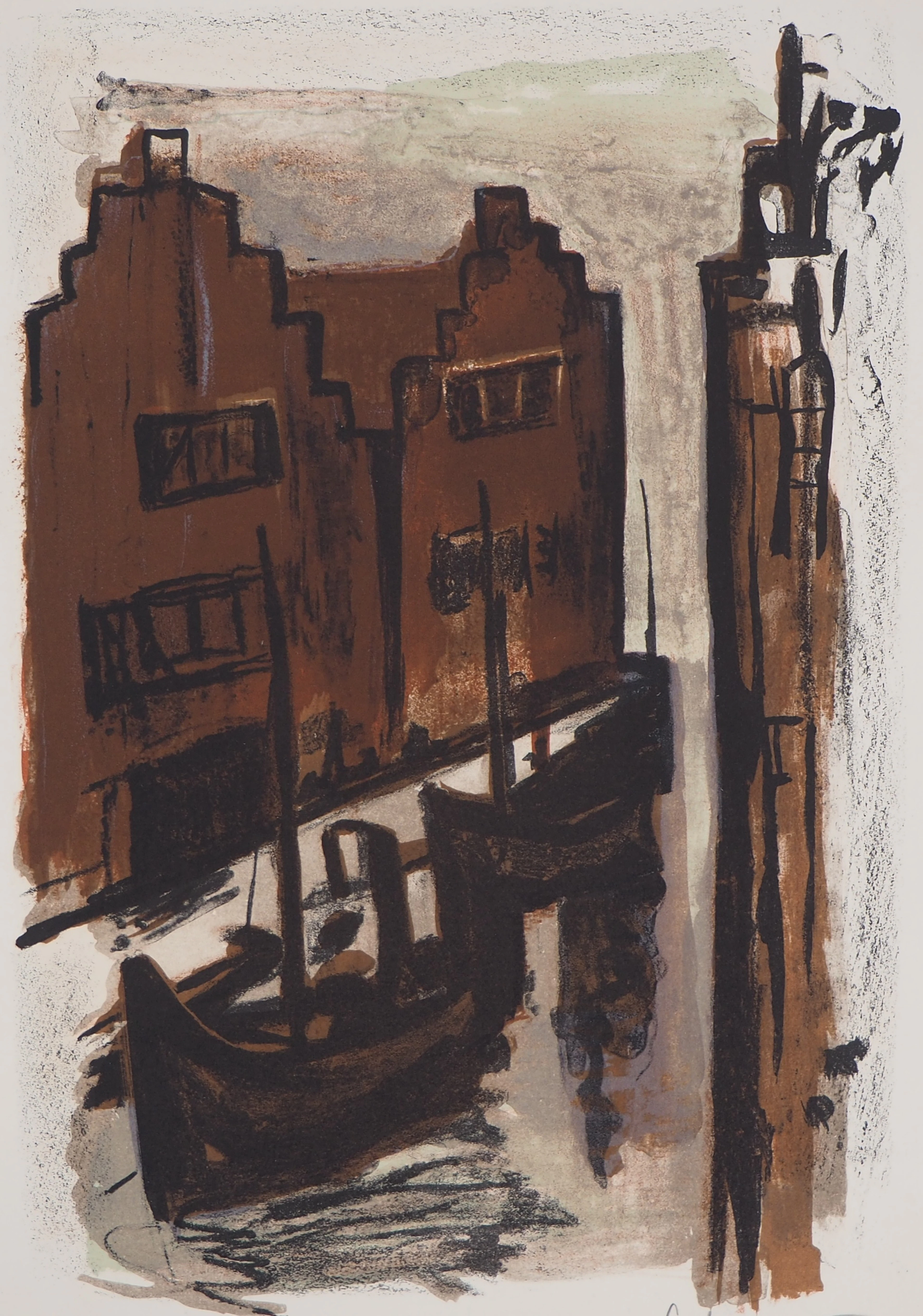 Georges LAPORTE - La petite Venise du Nord, 1971 - Lithographie originale