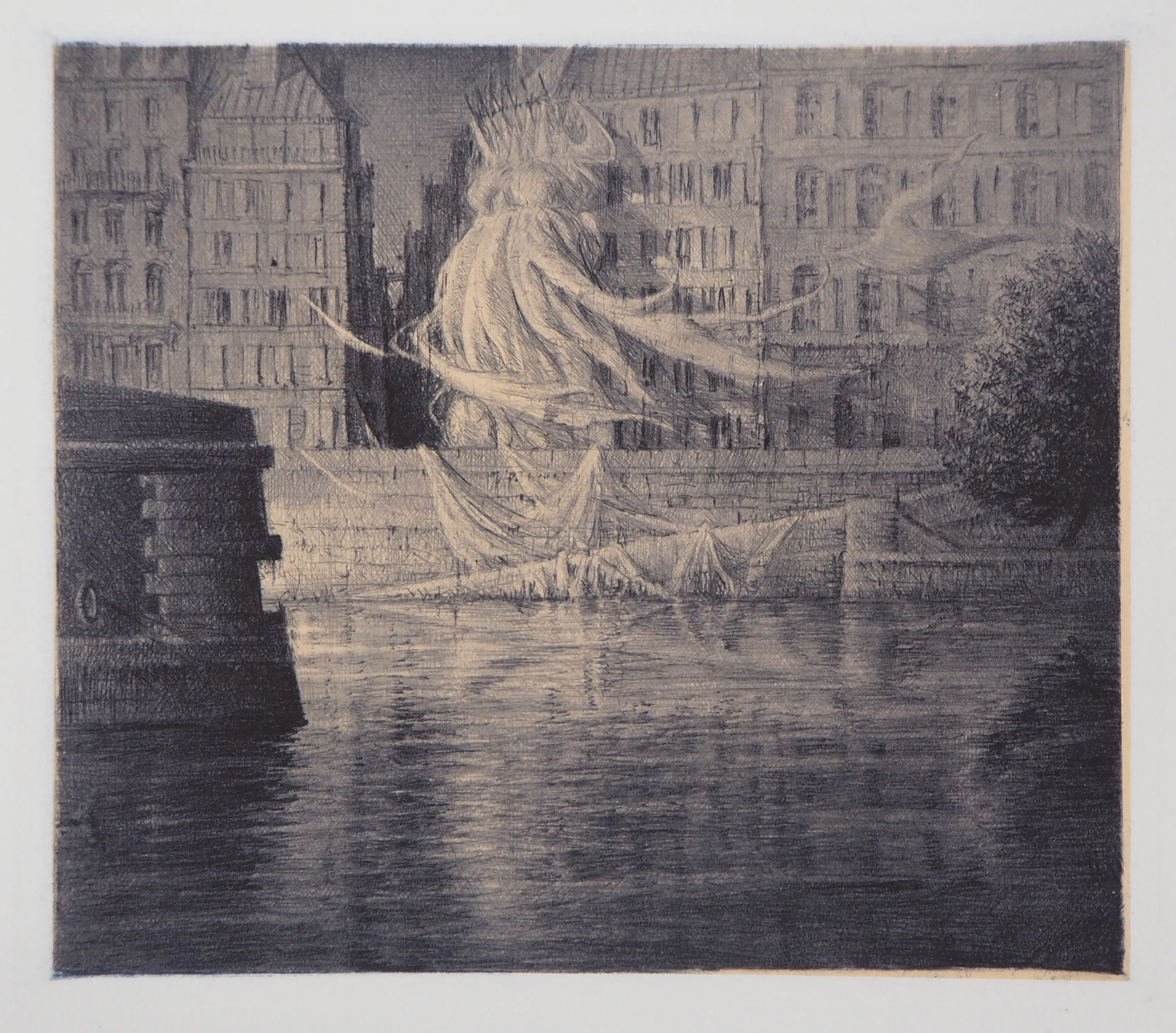 Jean Michel MATHIEUX-MARIE: Quai Henri IV, Paris - Gravure originale