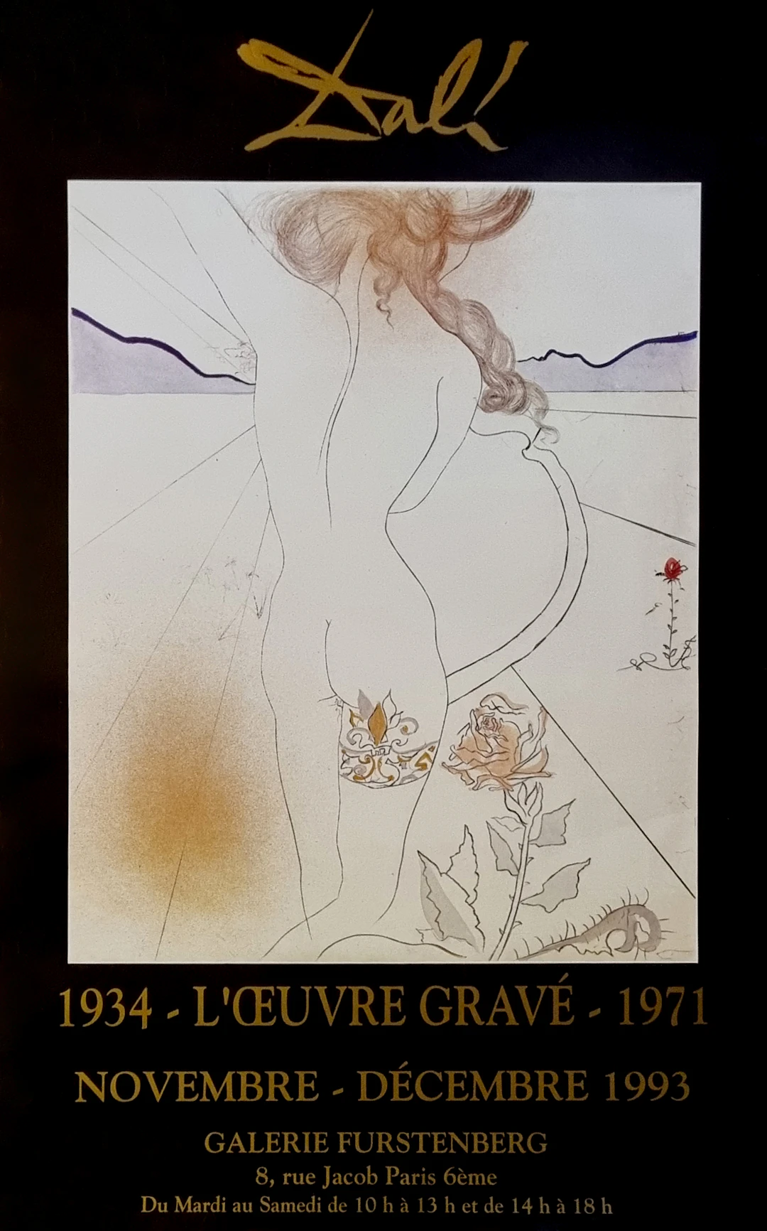 Dali (d’après), La femme à la jarretière, affiche, 1993
