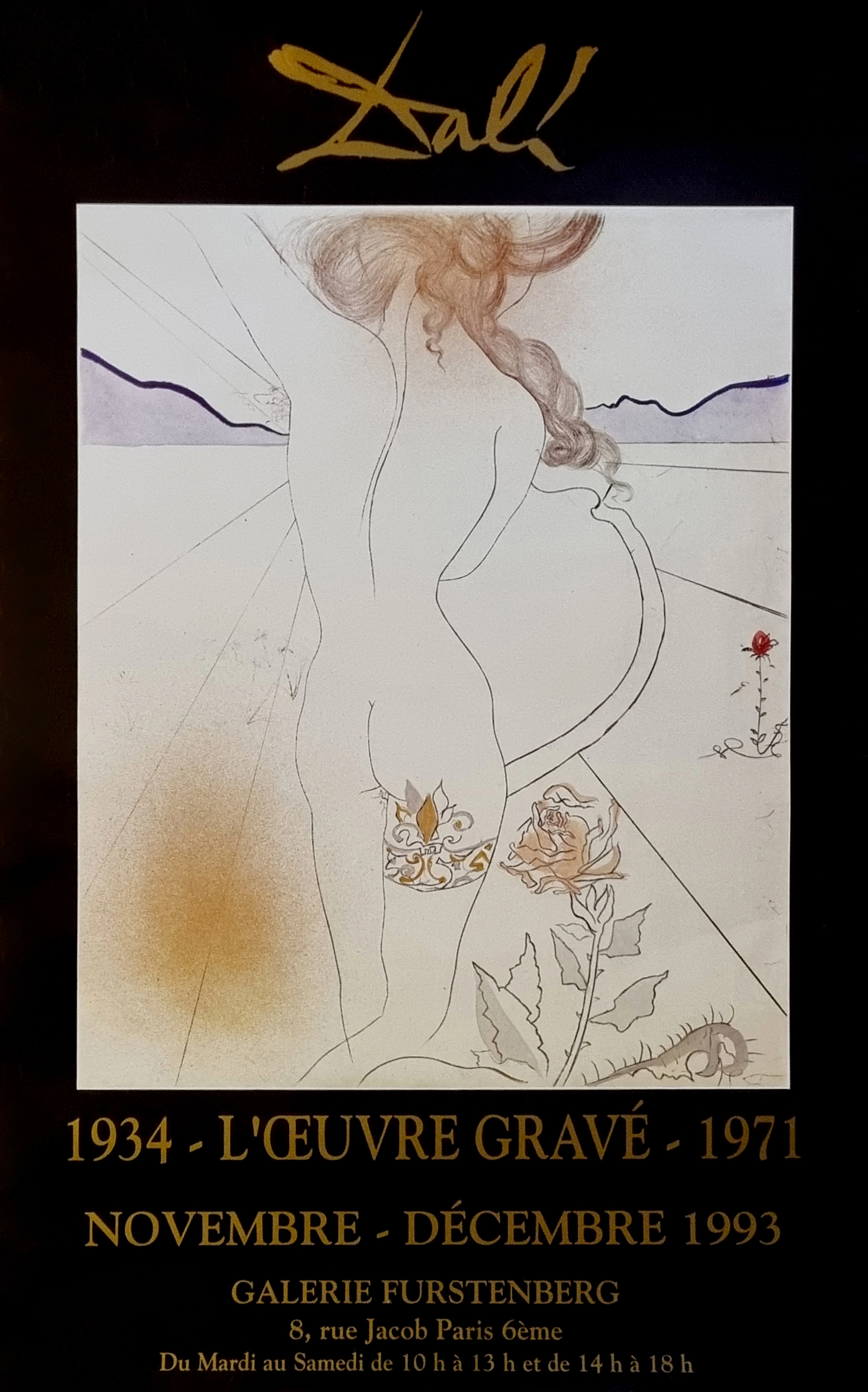 Dali (d’après), La femme à la jarretière, affiche, 1993