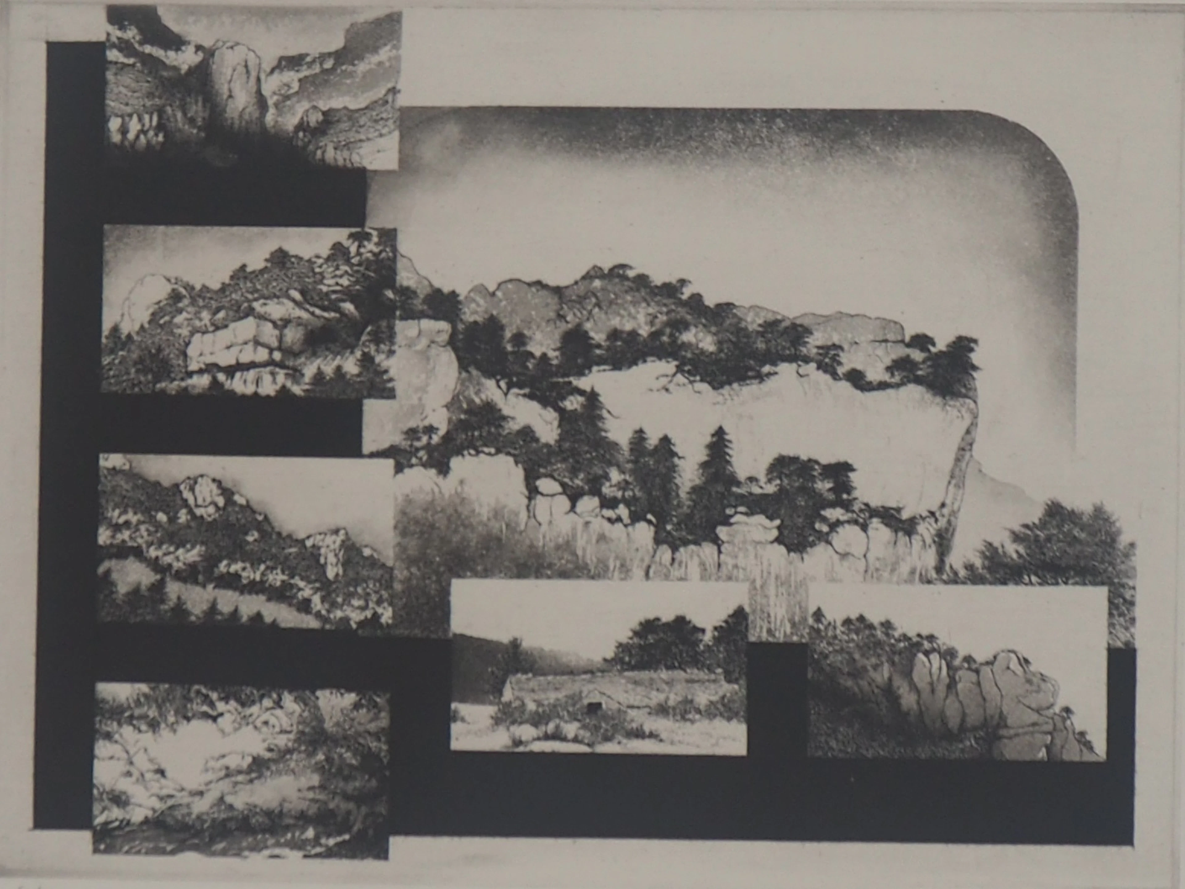 Michel Querioz - Mosaïque de montagnes - Gravure originale signée