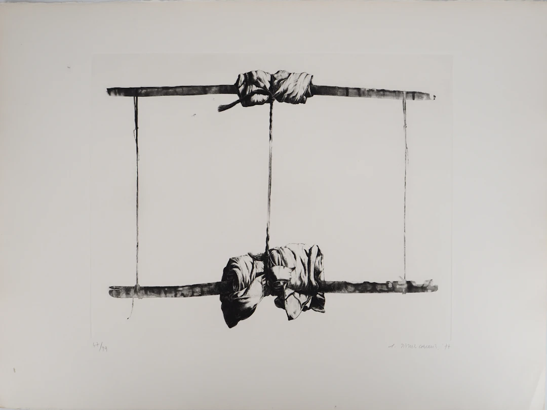 TITUS-CARMEL - Agencement d’agrès et symétrie, 1977 - Pointe sèche