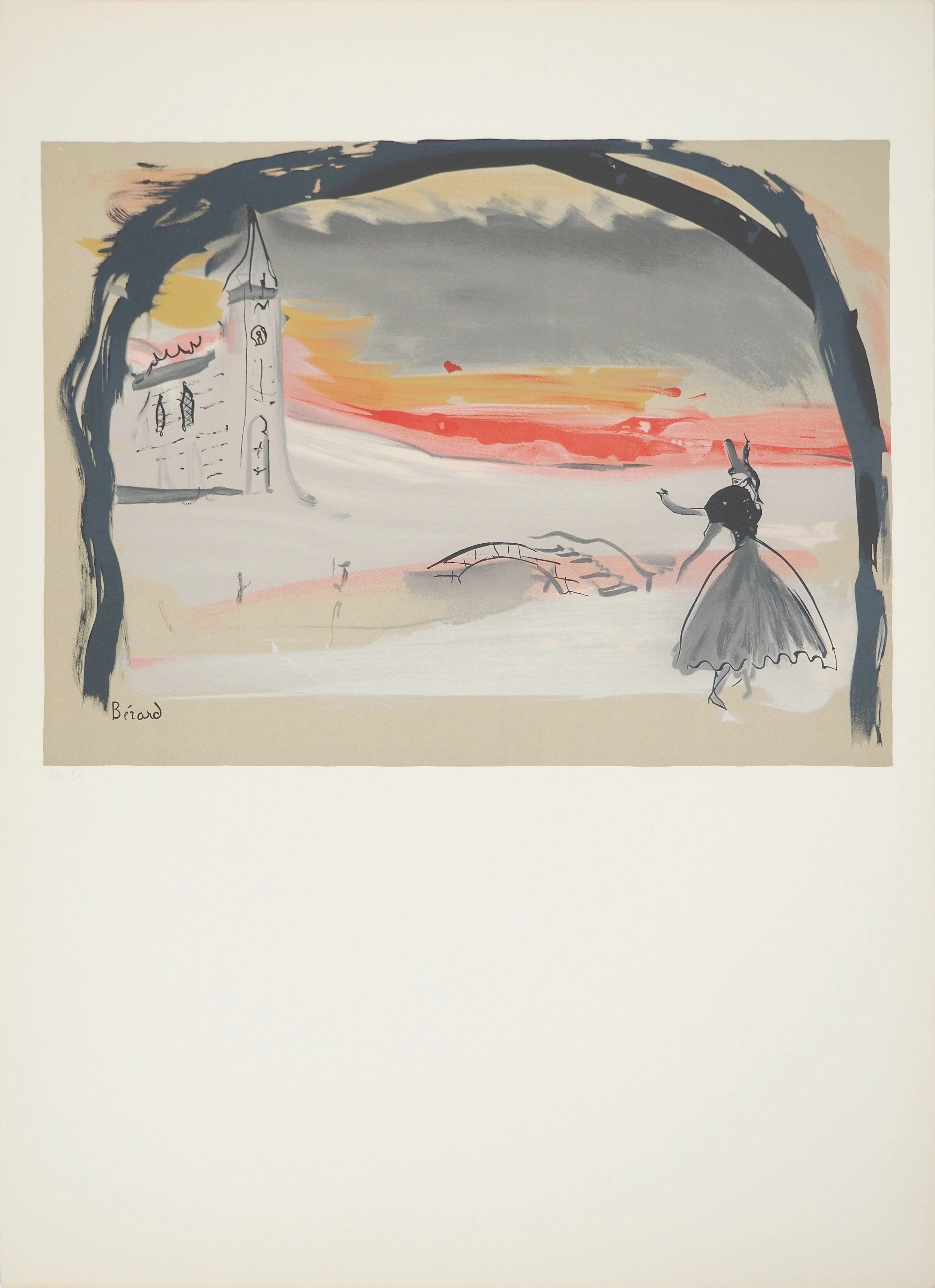 Christian BERARD : Théâtre, La danseuse sur le pont, Lithographie