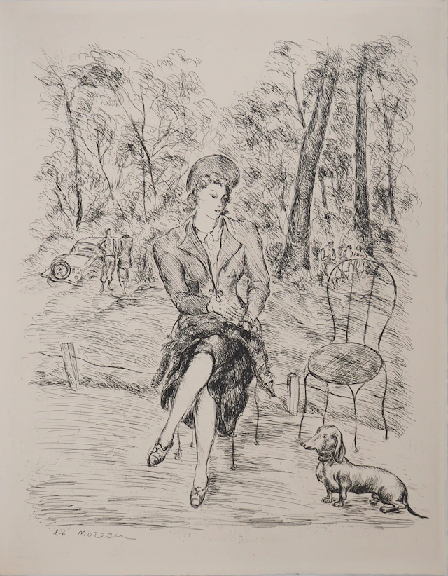 Luc-Albert MOREAU : Balade dans les Jardins, Gravure originale signée