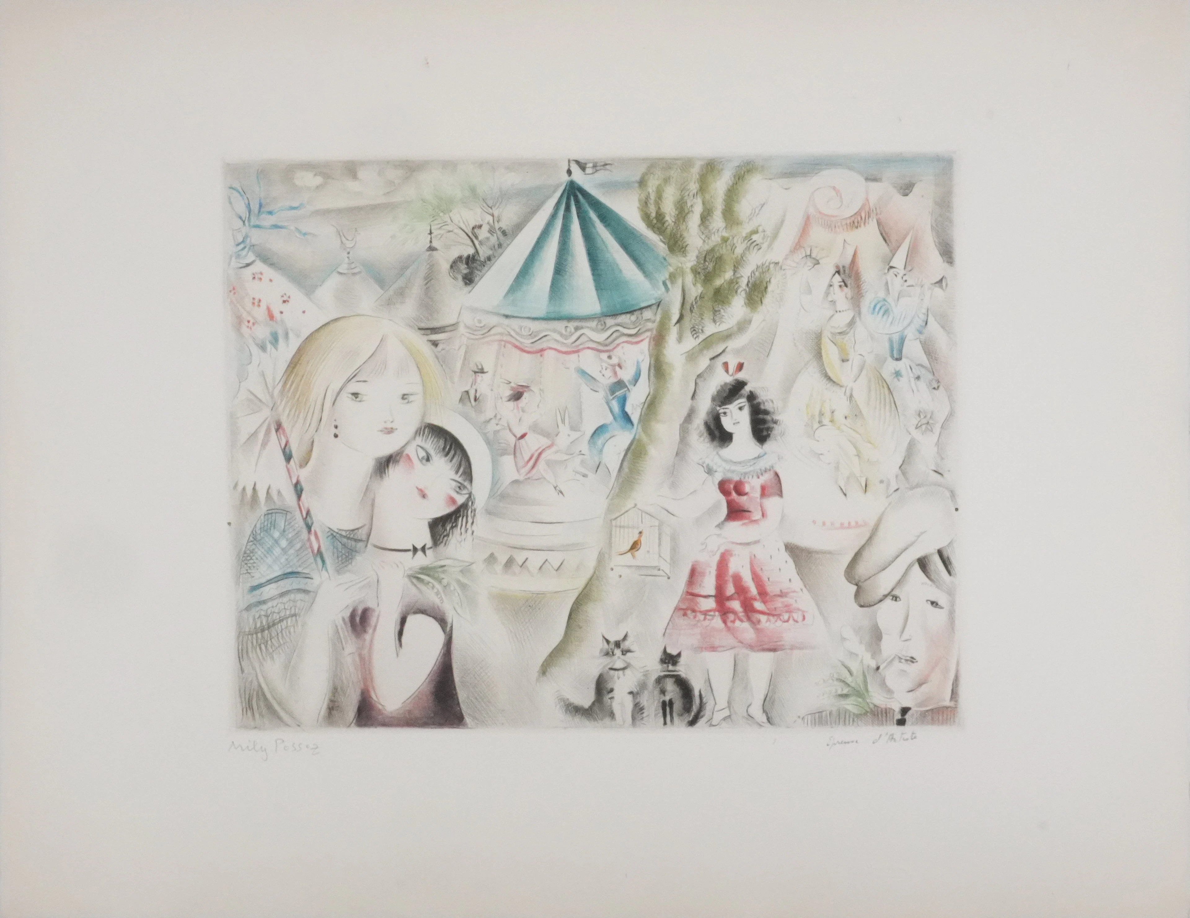Mily POSSOZ : La fête foraine - Gravure originale signée