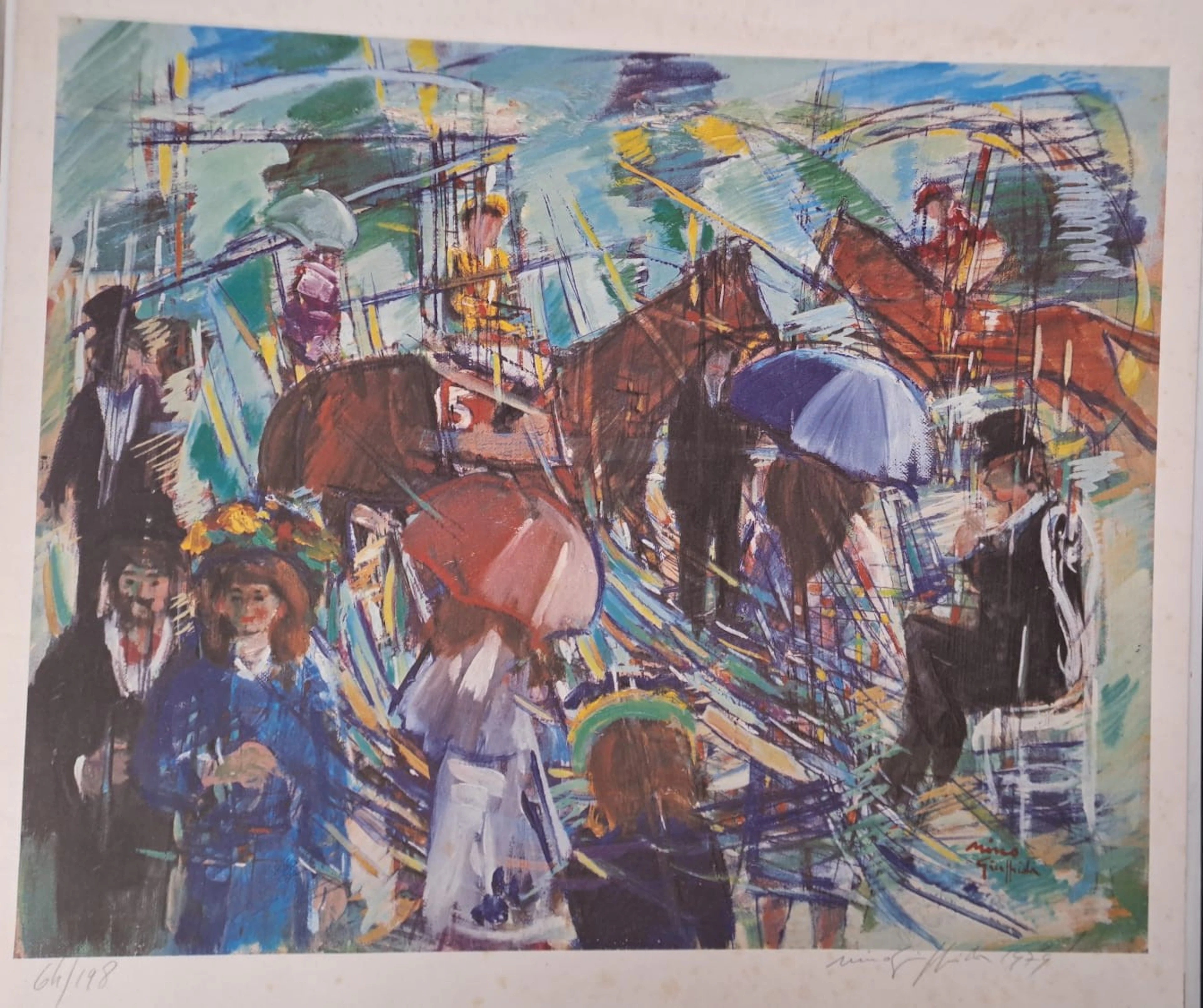 Nino Giuffrida - Aux courses, 1979 - Lithographie signée et numérotée au crayon