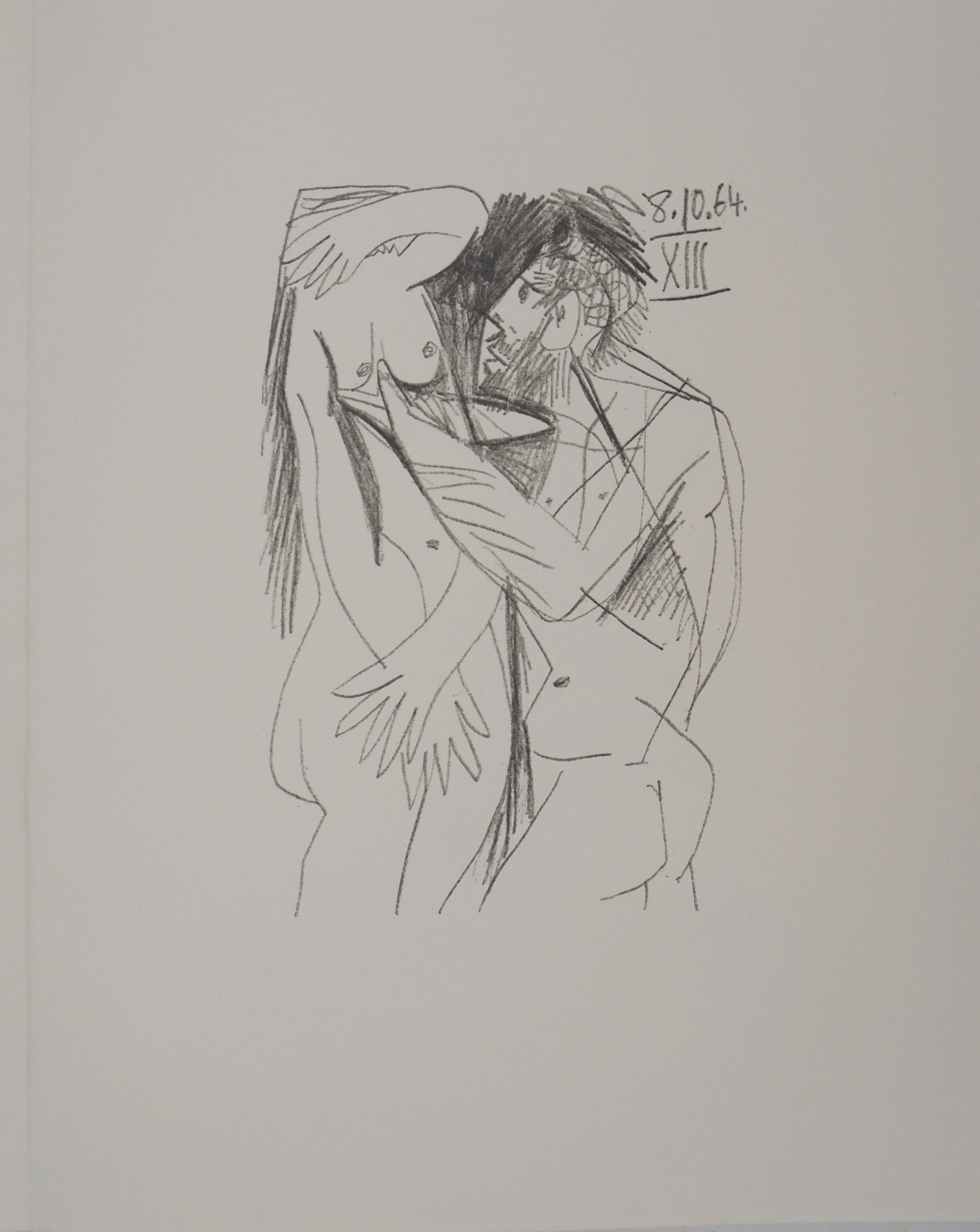 Pablo PICASSO : Le Goût du Bonheur, Les amoureux cubistes, Lithographie
