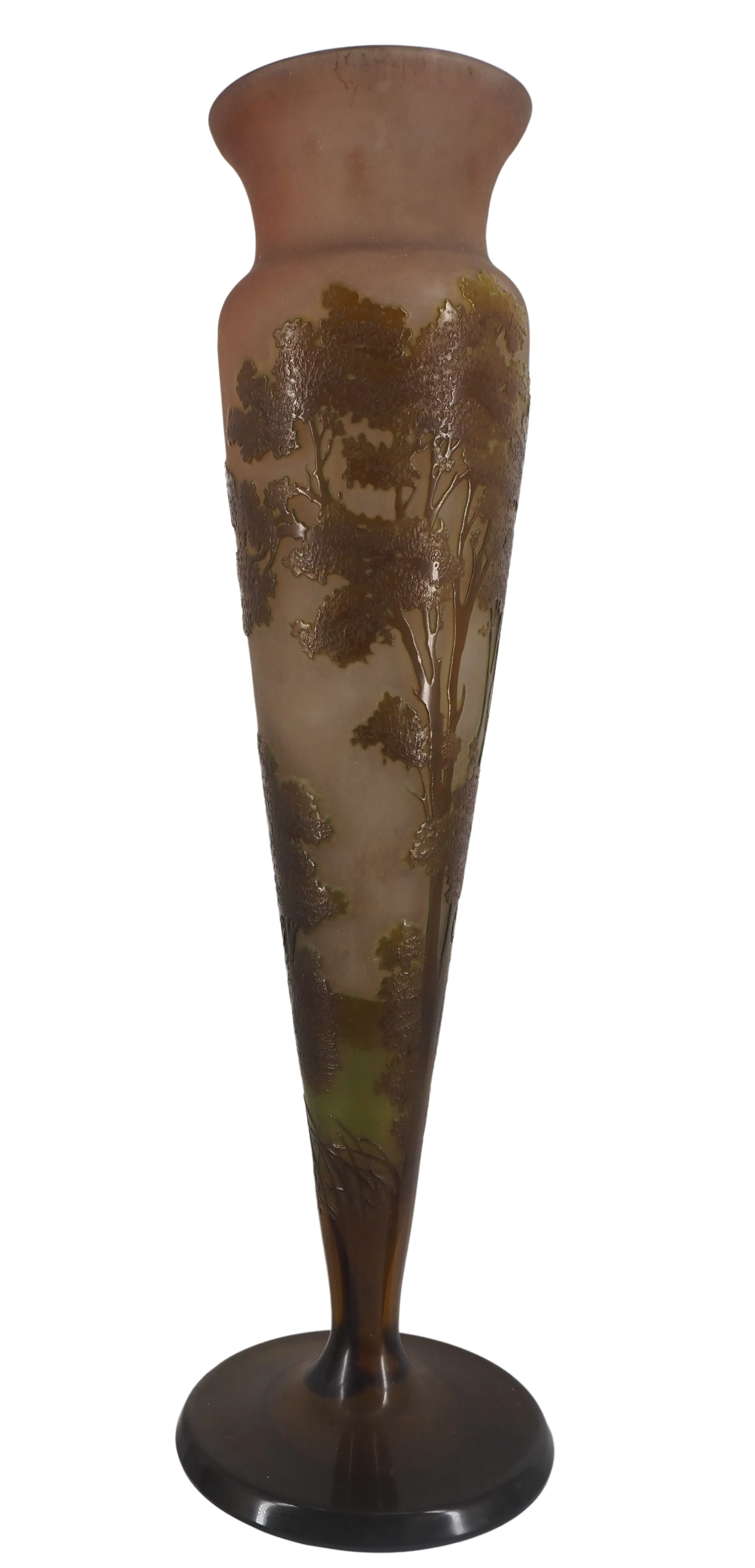 Émile GALLE - Vase en pate de verre à décor de forêt, signé, Nancy