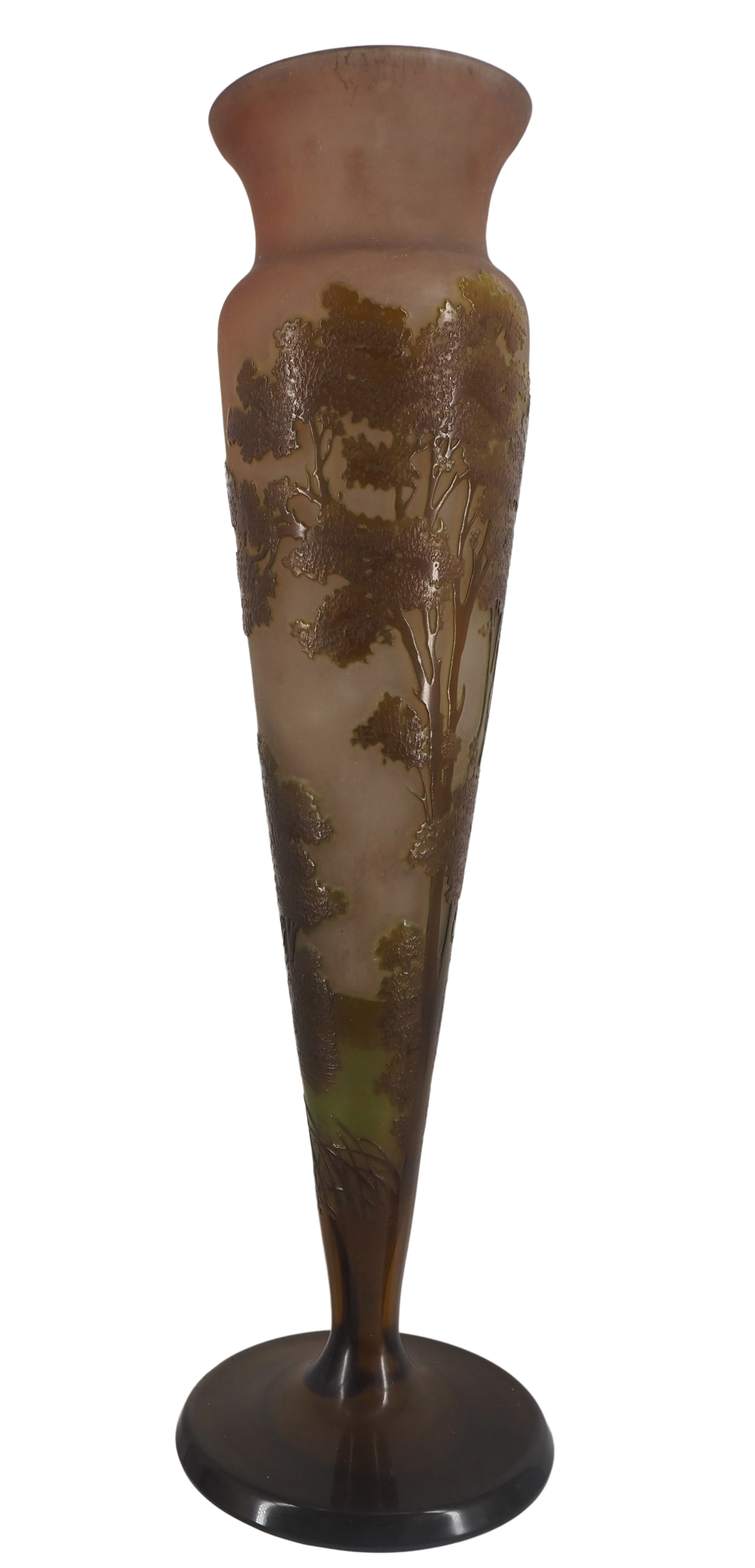Émile GALLE - Vase en pate de verre à décor de forêt, signé, Nancy