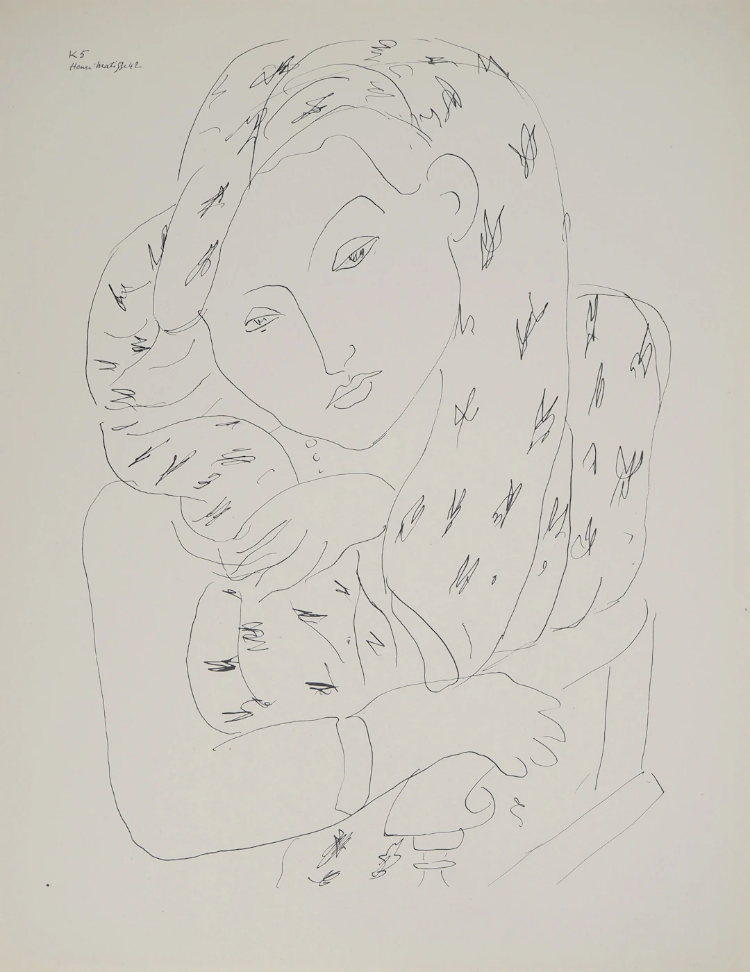 Henri MATISSE : Portrait au balcon, Lithographie signée