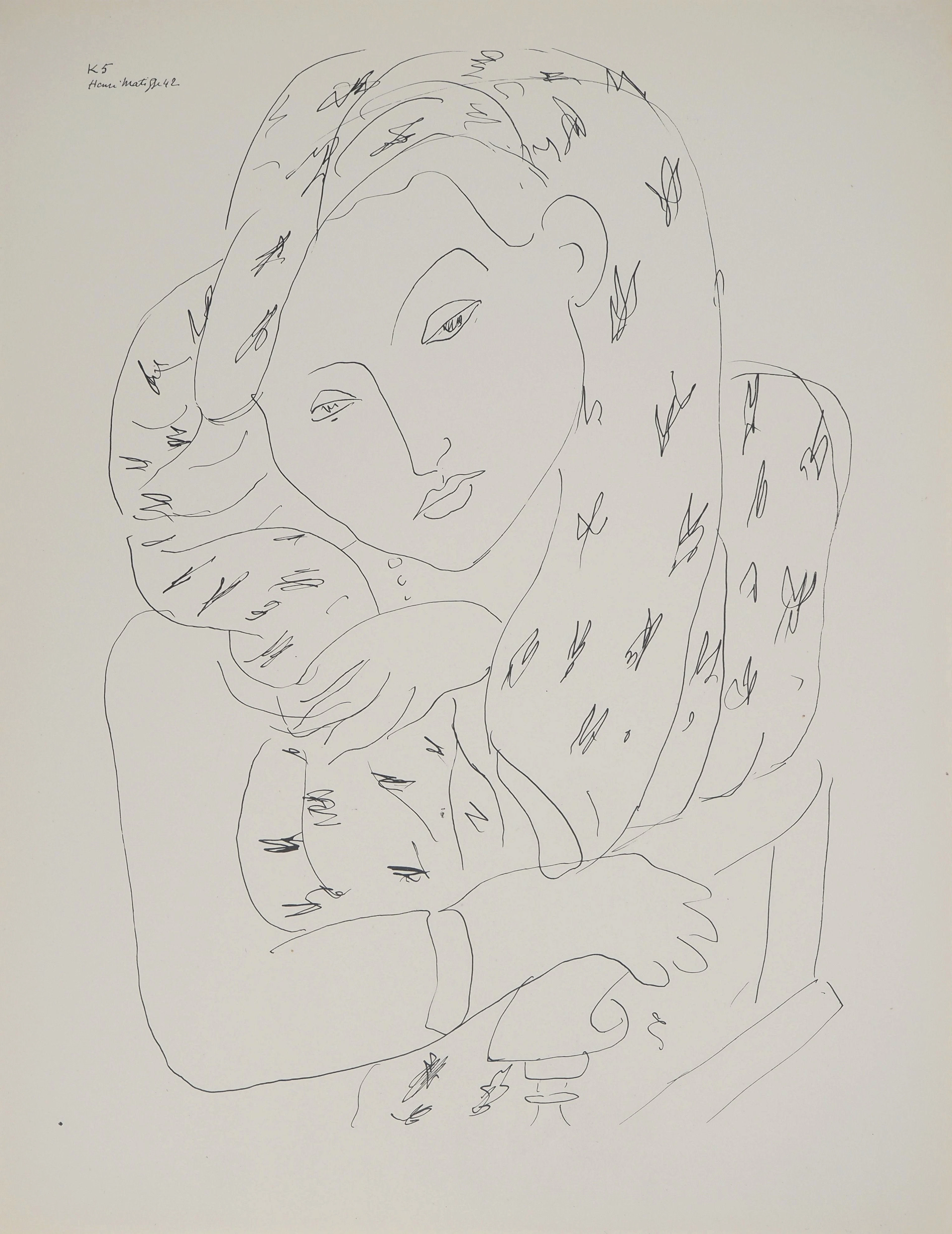 Henri MATISSE : Portrait au balcon, Lithographie signée