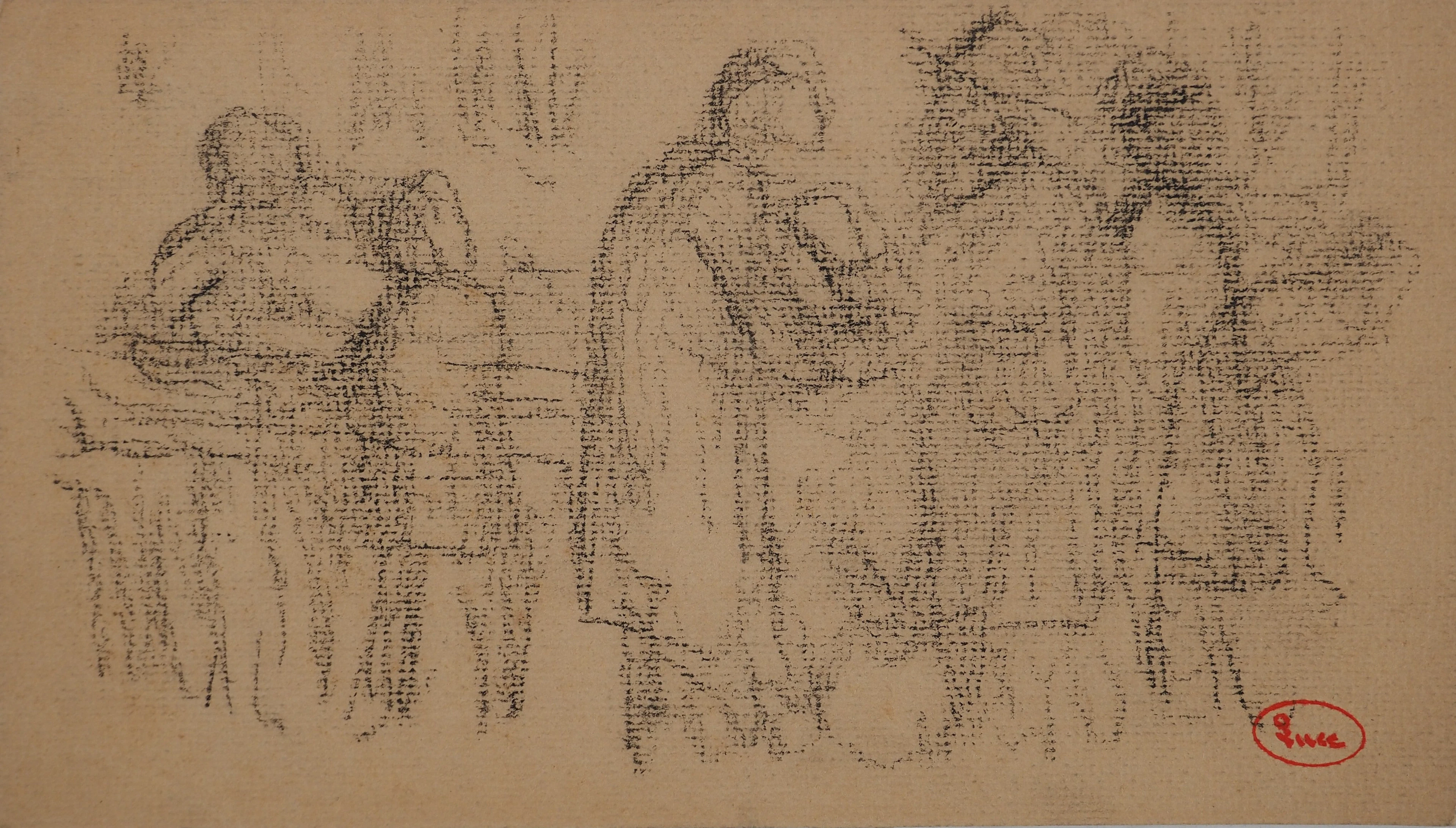 Maximilien LUCE : Le marché, Dessin original signé