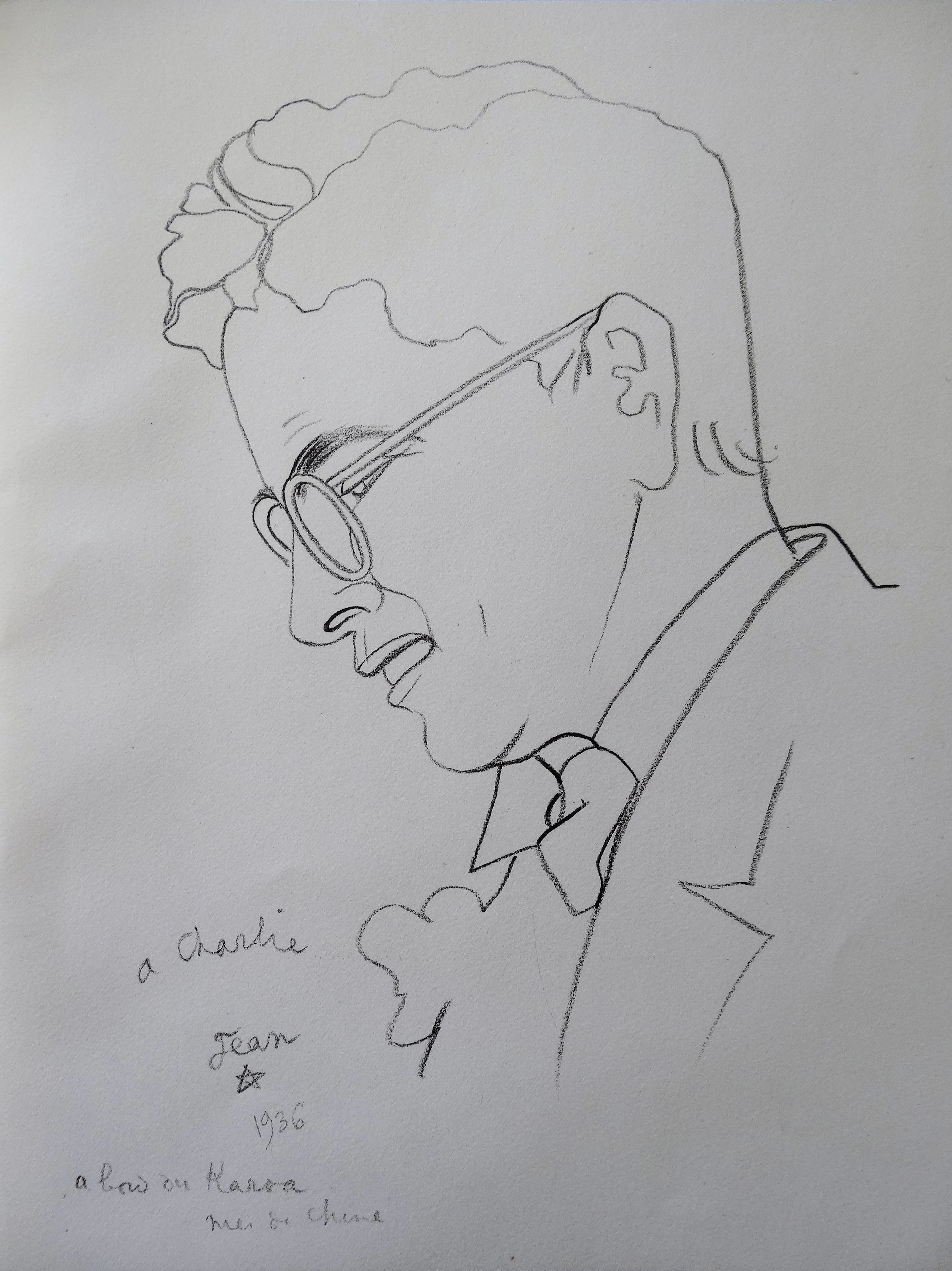 Jean COCTEAU (d’après) - Portrait de Charlie Chaplin - Lithographie Signée