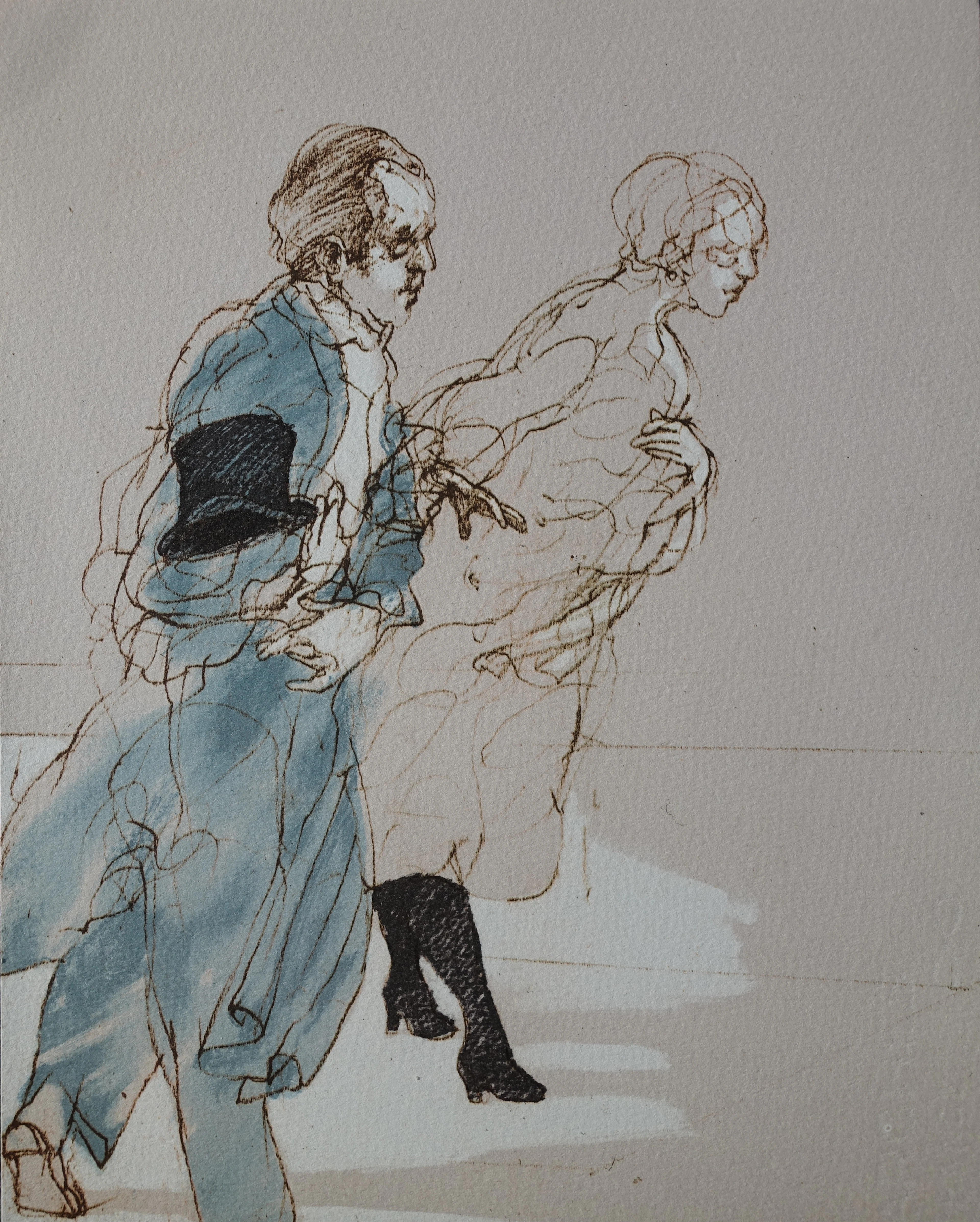 Claude WEISBUCH : Couple de bourgeois, 1984 - Lithographie originale
