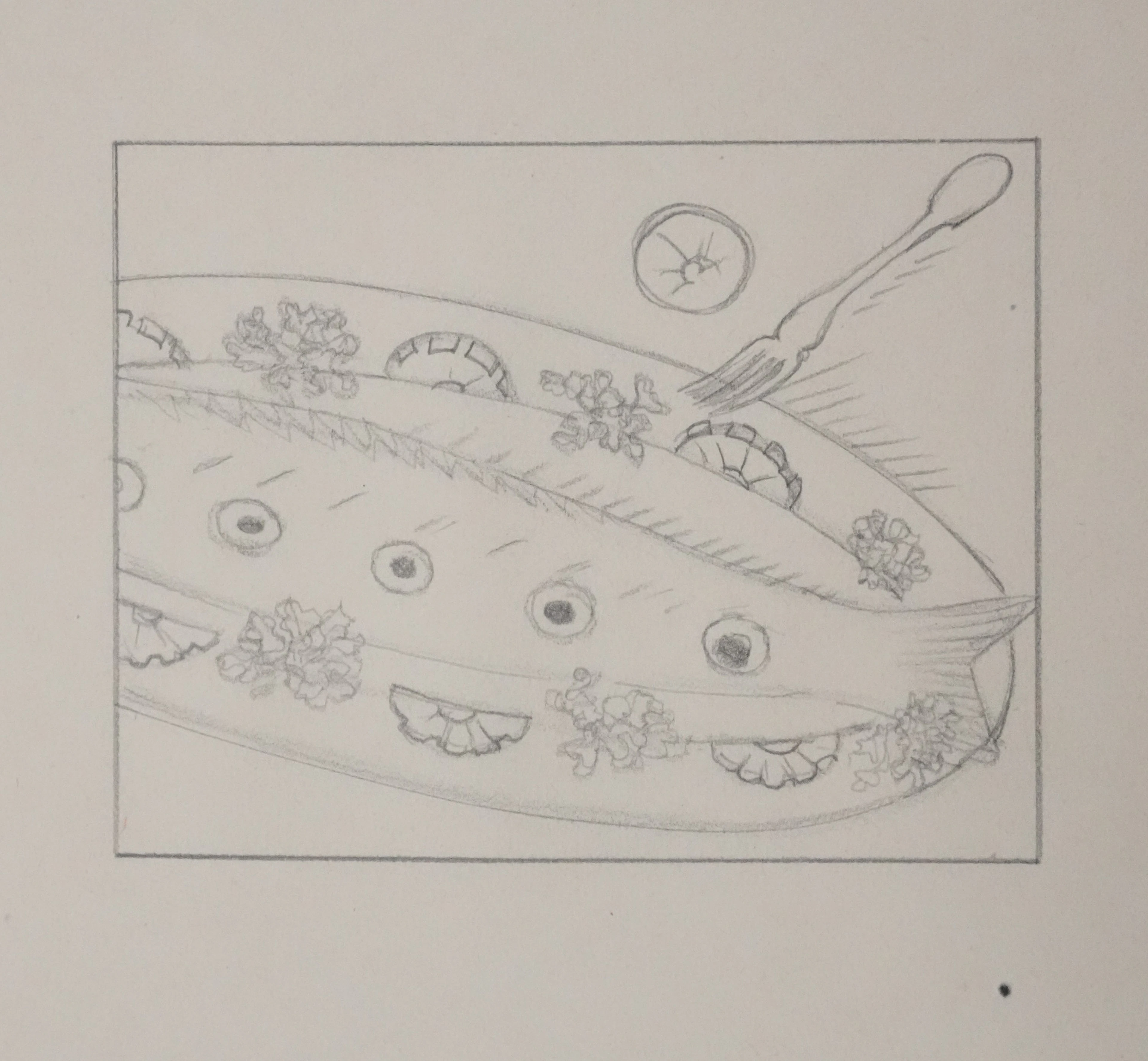 Jean-Emile LABOUREUR : Le poisson est servi, Dessin original