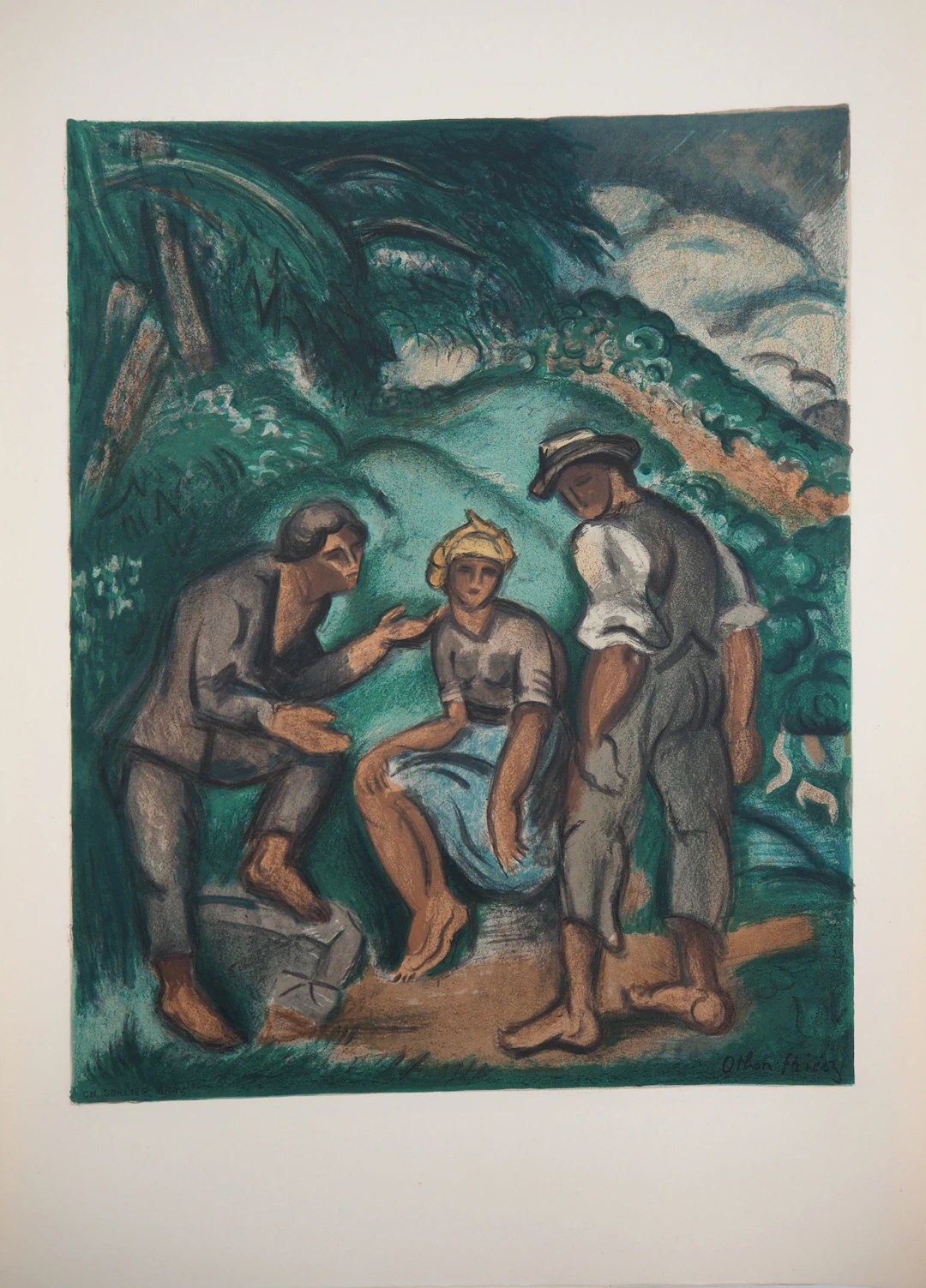 Othon FRIESZ - Italie, les bergers, 1955 - Lithographie signée