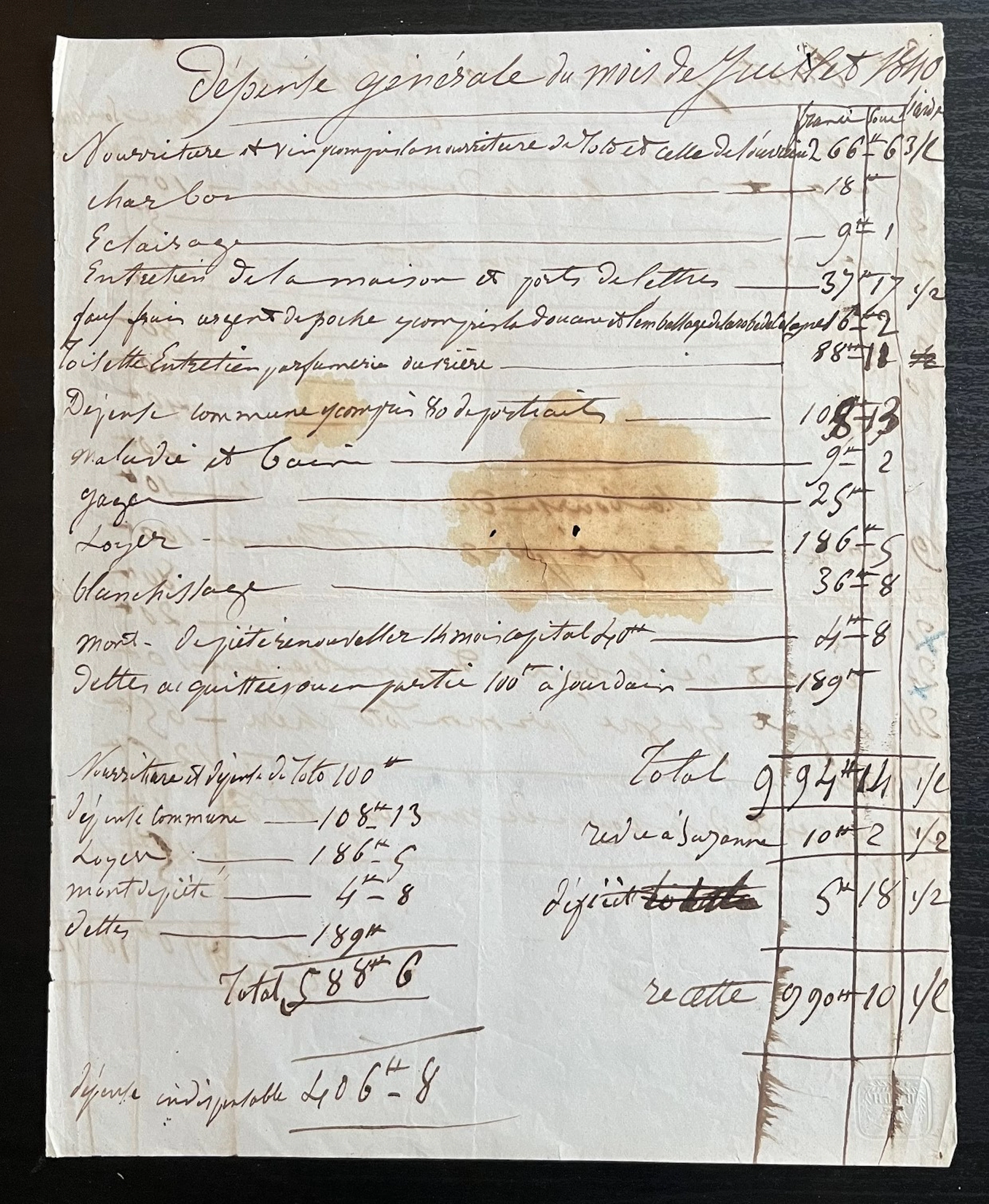 Juliette DROUET - Document autographe
