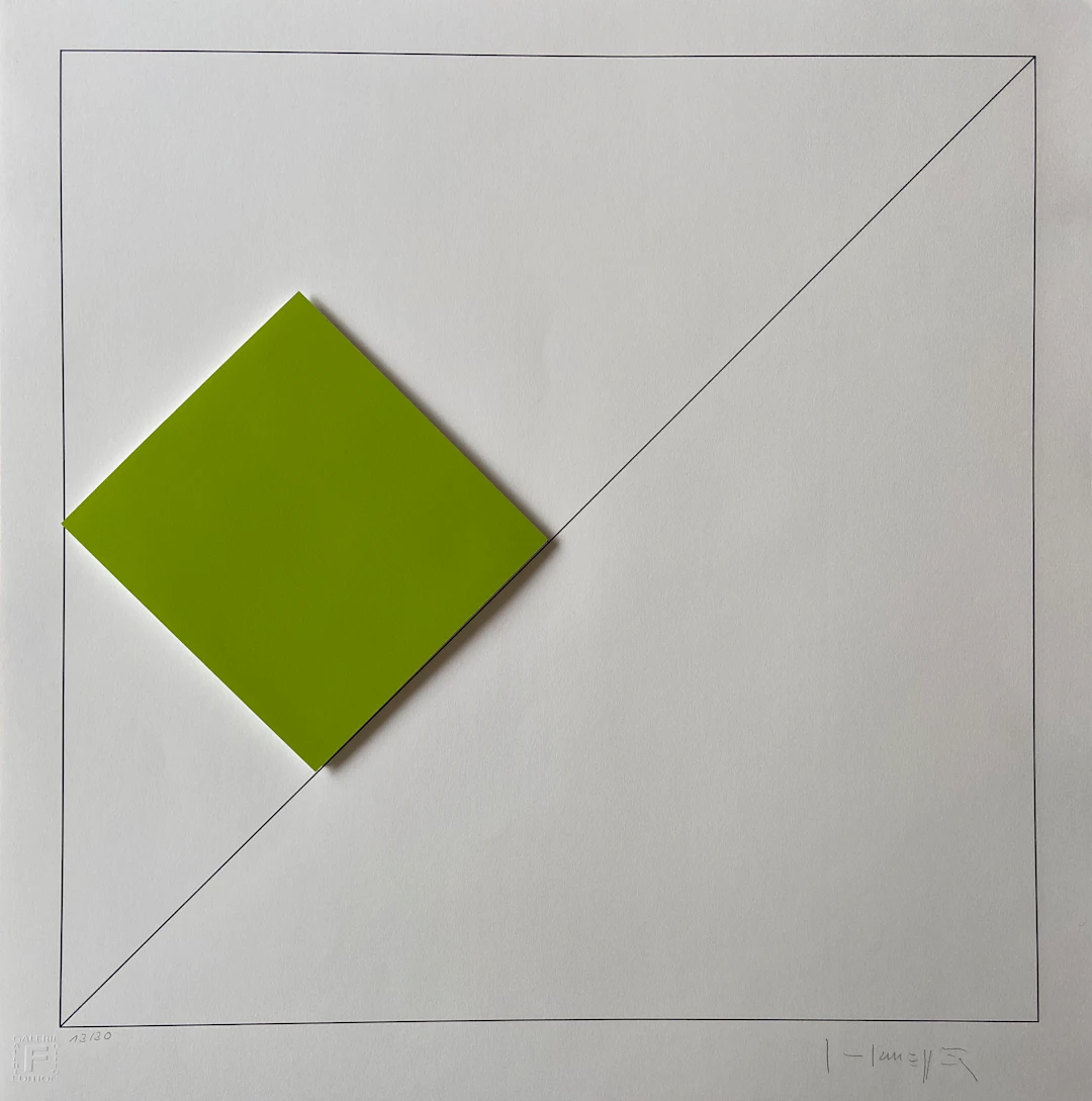 Gottfried HONEGGER - Composition 1 carré 3D vert, 2015 - Sérigraphie