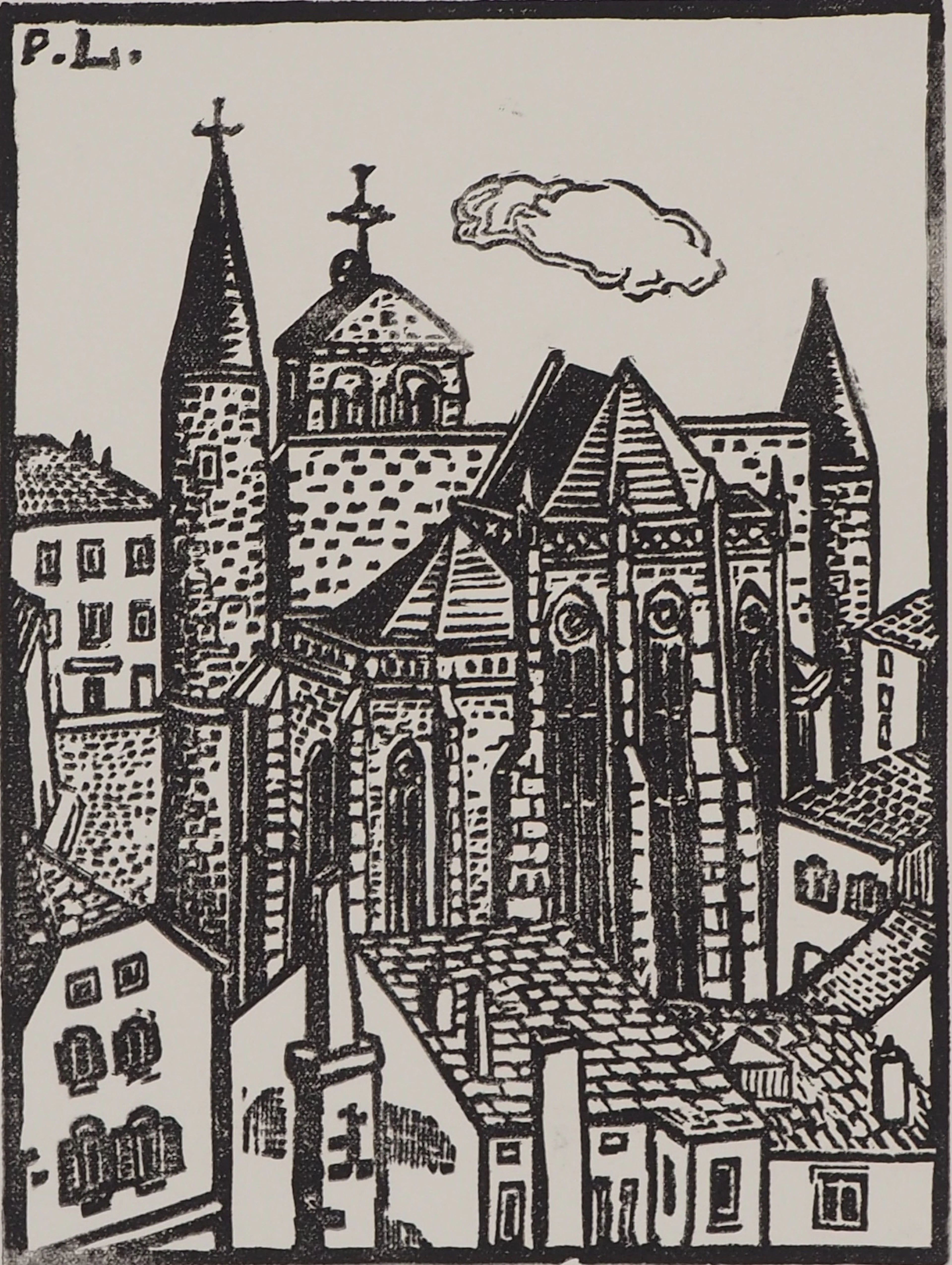 Pierre LEPAGE - Bretagne, Cathédrale gothique - Gravure sur bois originale