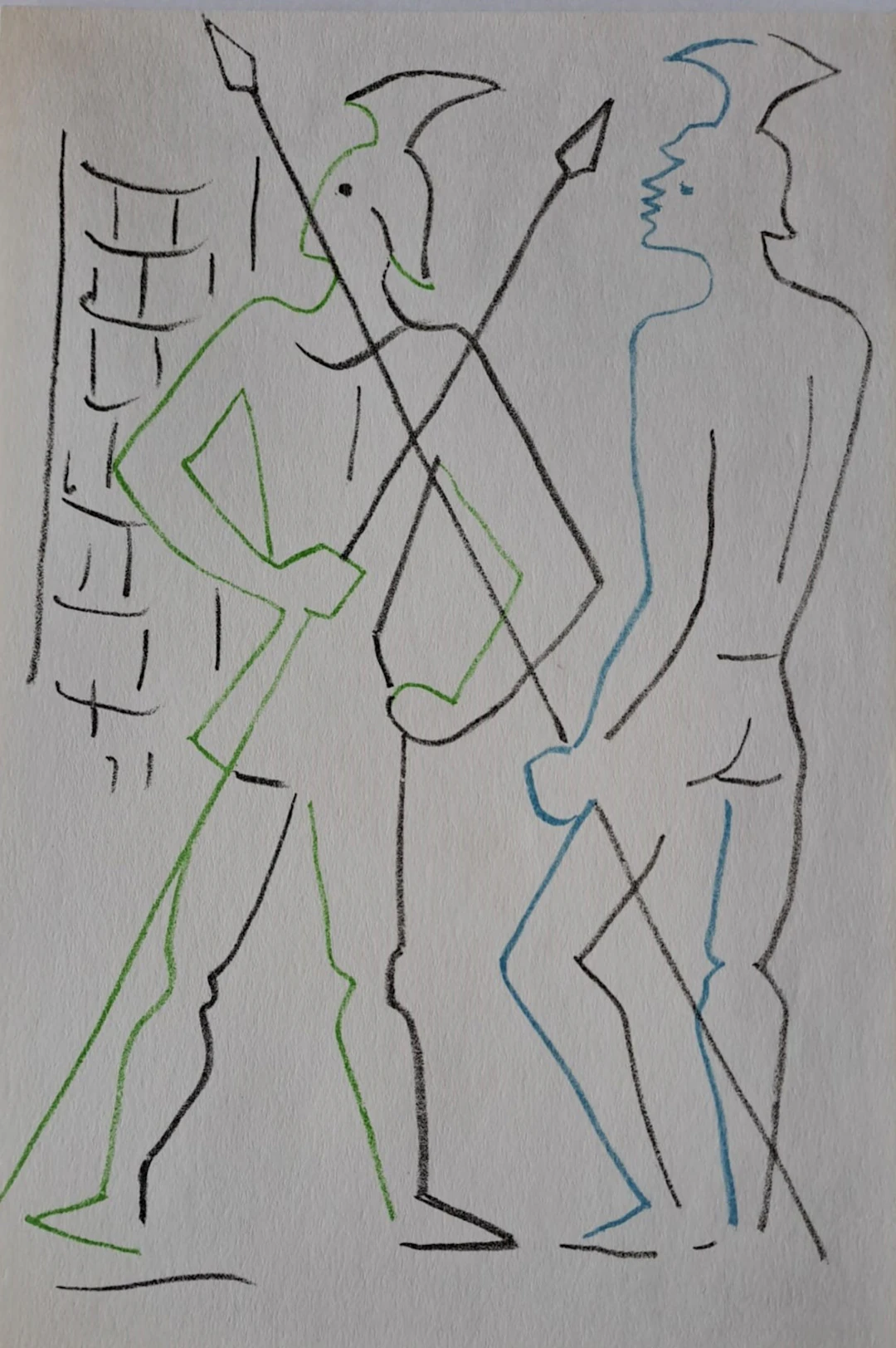 Jean Cocteau - Les gardes - Qui va là ? Hamlet - Lithographie originale