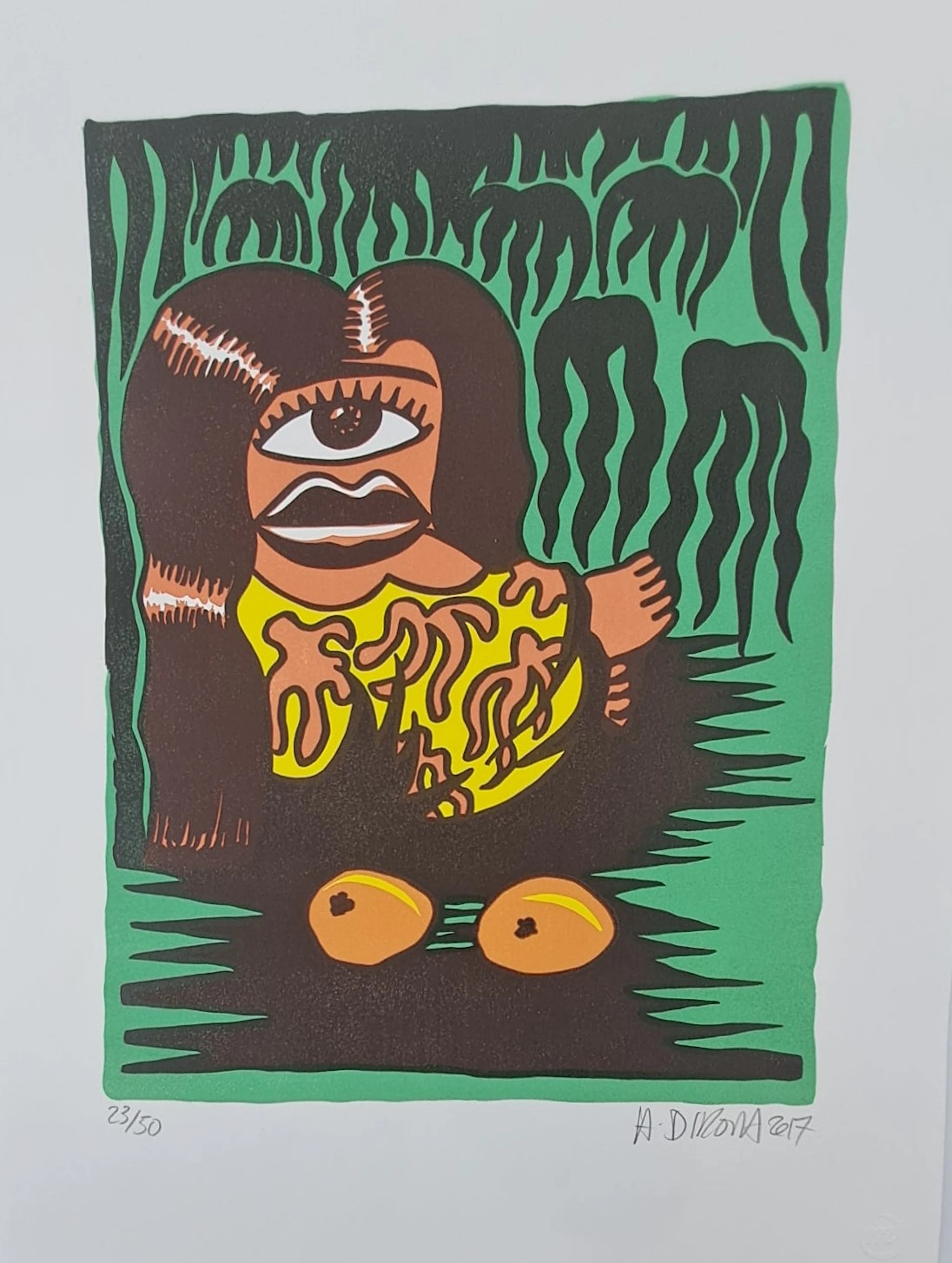 Hervé Di Rosa - Renée des iles - Gravure sur linoleum, signées, numérotée