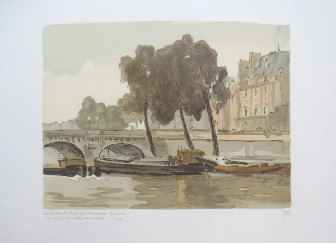 Robert YAN - Le Pont Louis Philippe- Lithographie signée et dédicacée