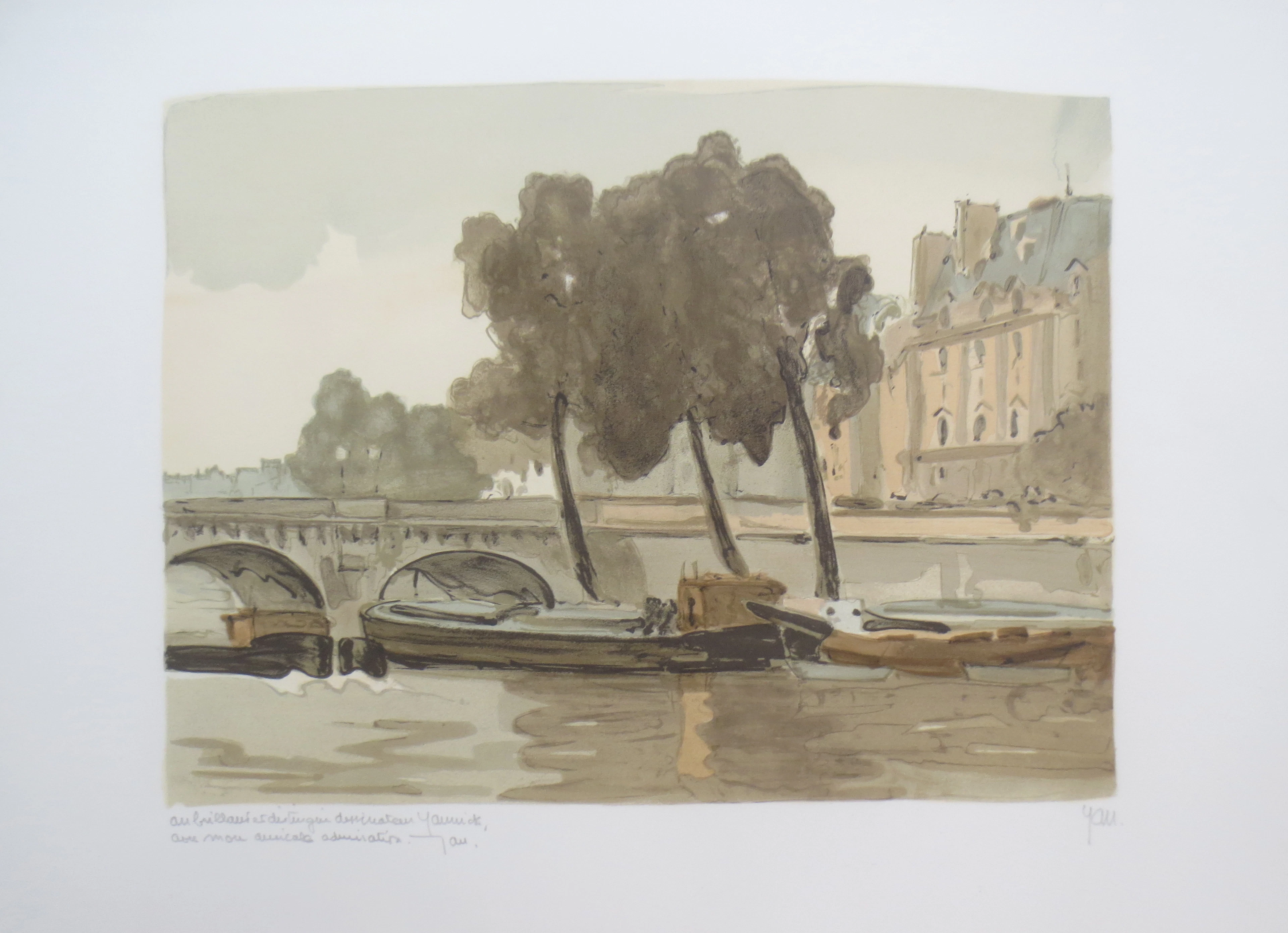 Robert YAN - Le Pont Louis Philippe- Lithographie signée et dédicacée