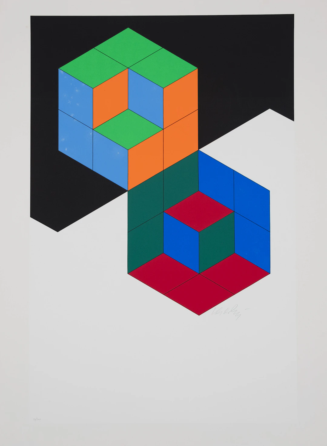 Victor VASARELY : Composition cinétique Bi Hexa - Sérigraphie originale signée