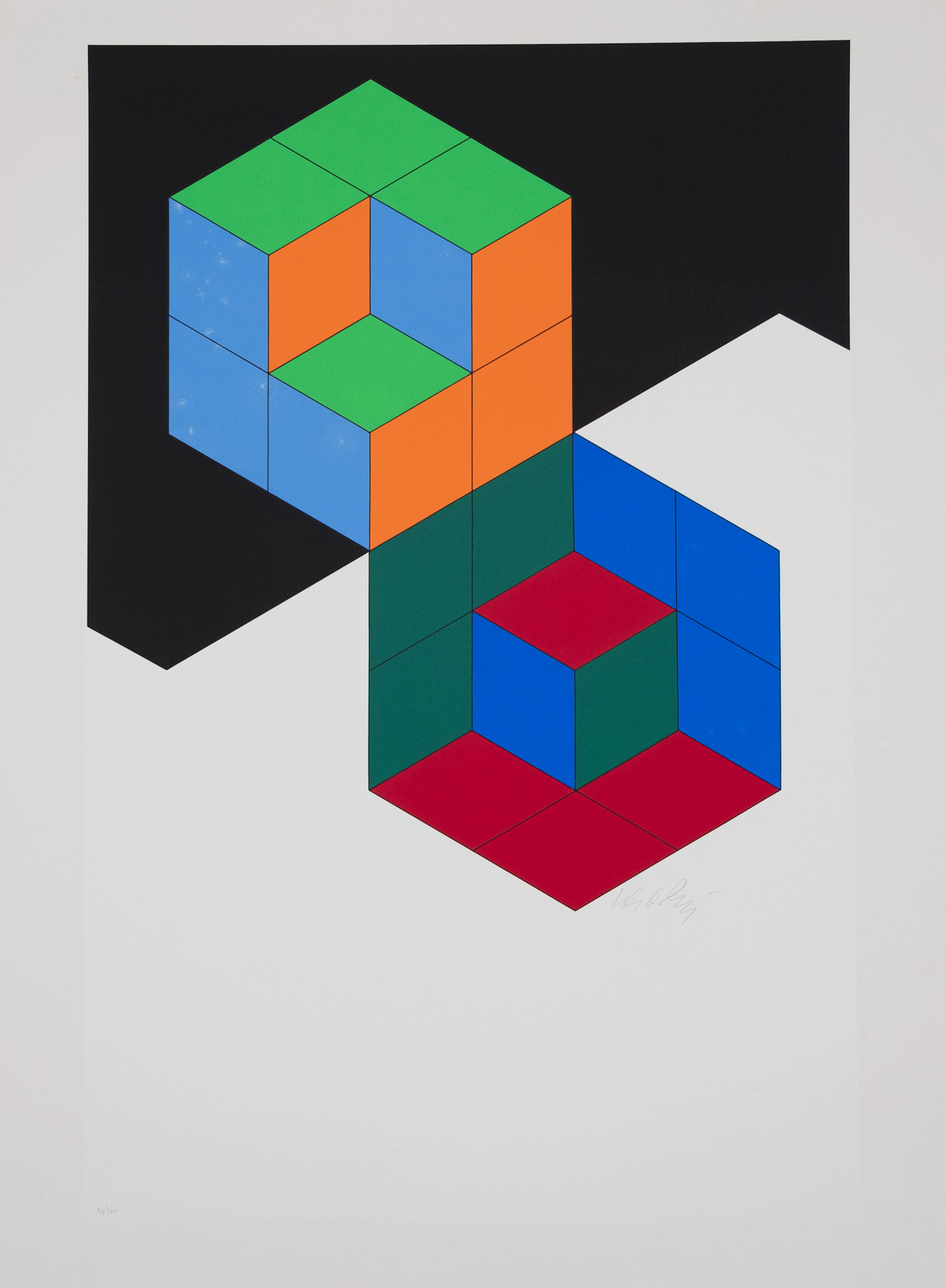 Victor VASARELY : Composition cinétique Bi Hexa - Sérigraphie originale signée