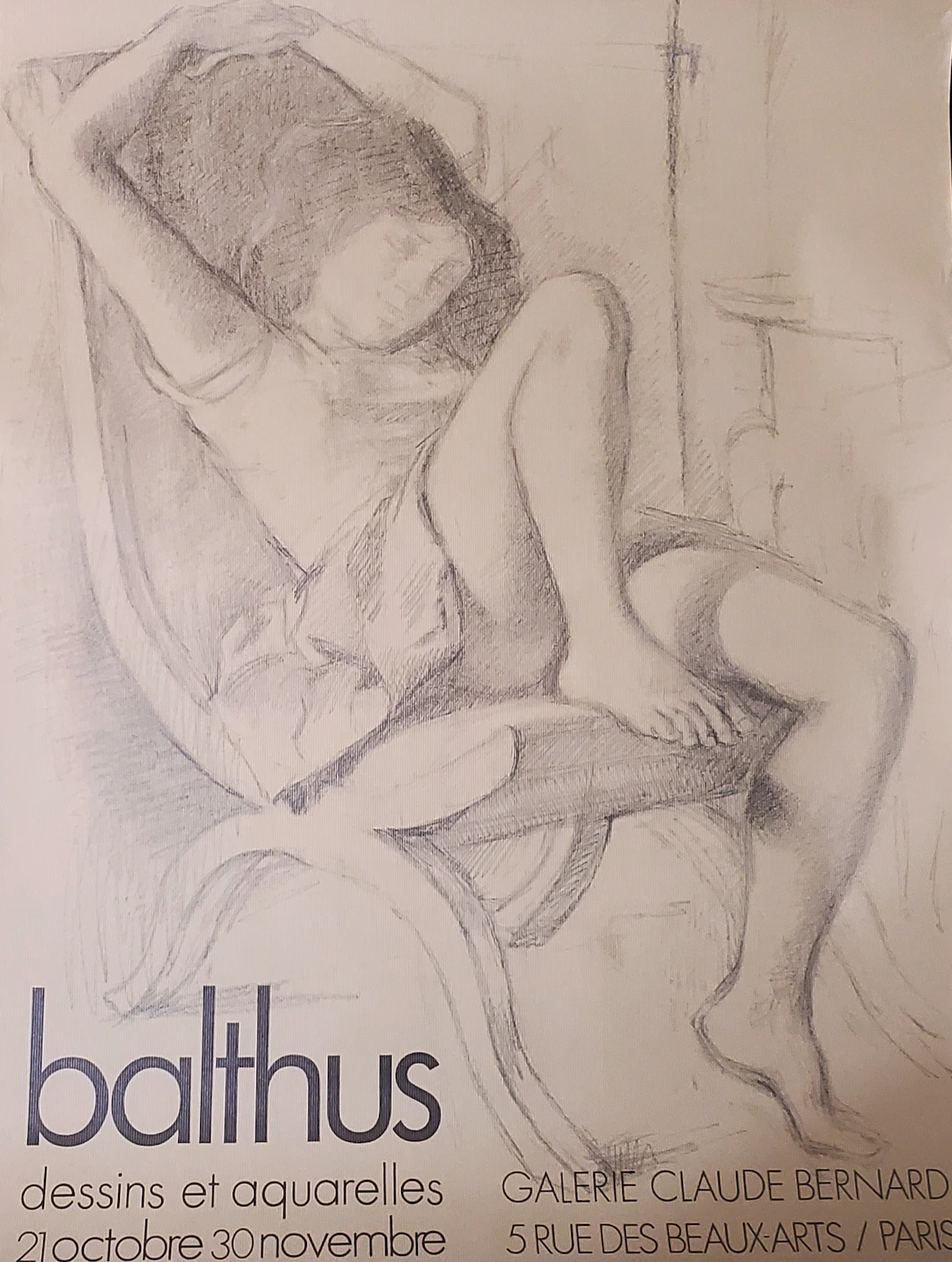 Balthus, Dessins et aquarelles, affiche originale, 1976