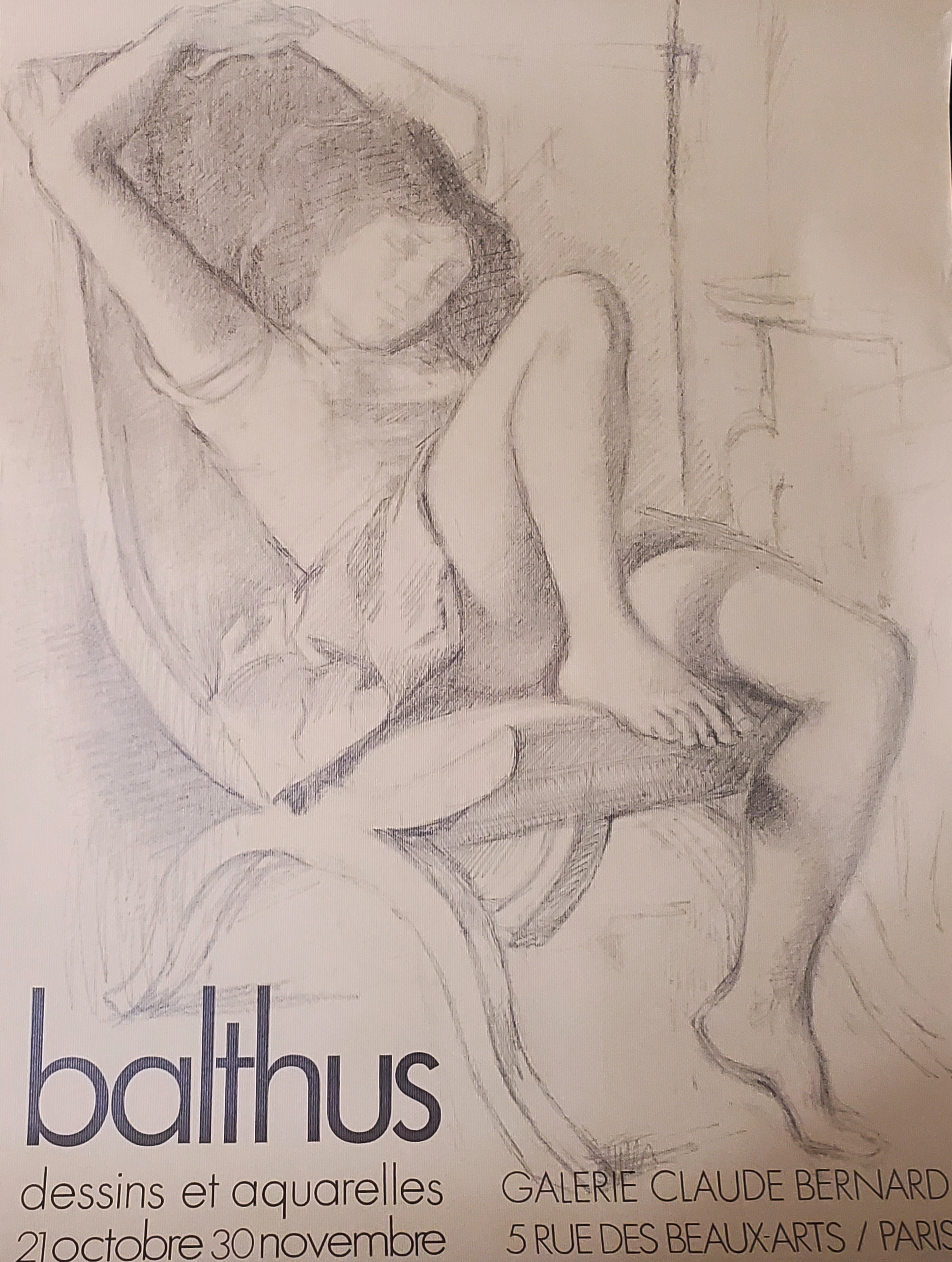 Balthus, Dessins et aquarelles, affiche originale, 1976
