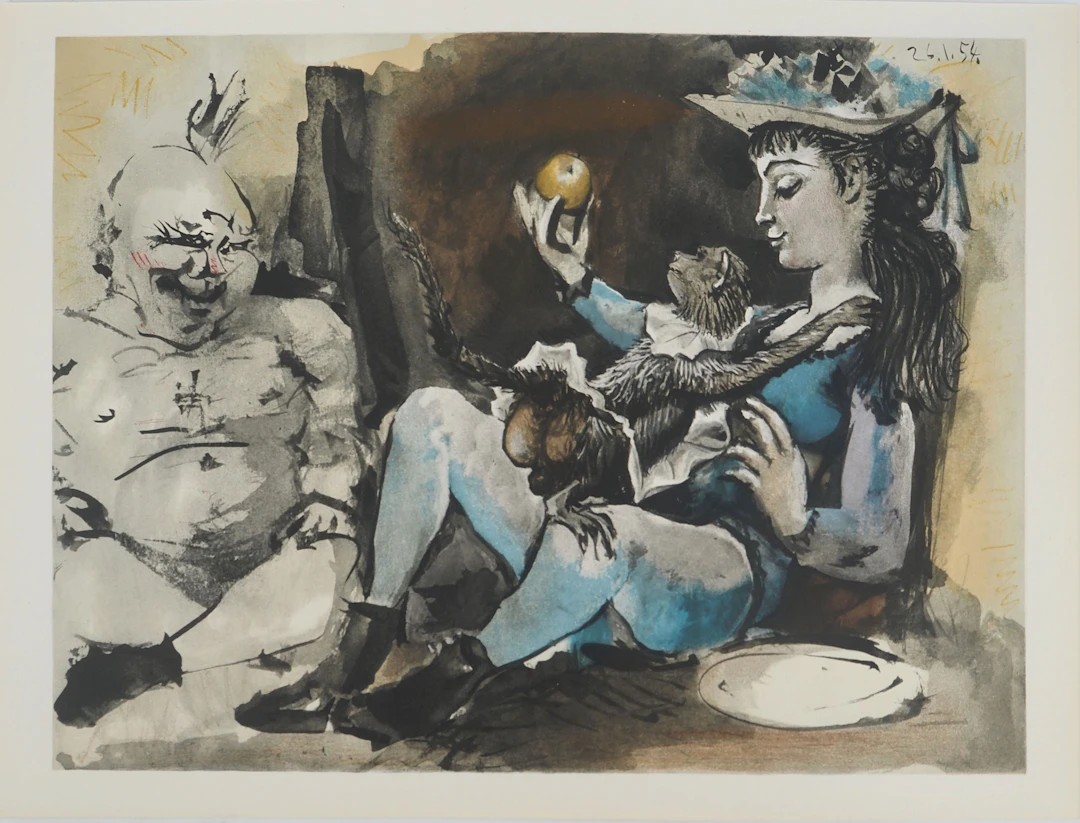 Pablo PICASSO : La femme au singe, Lithographie
