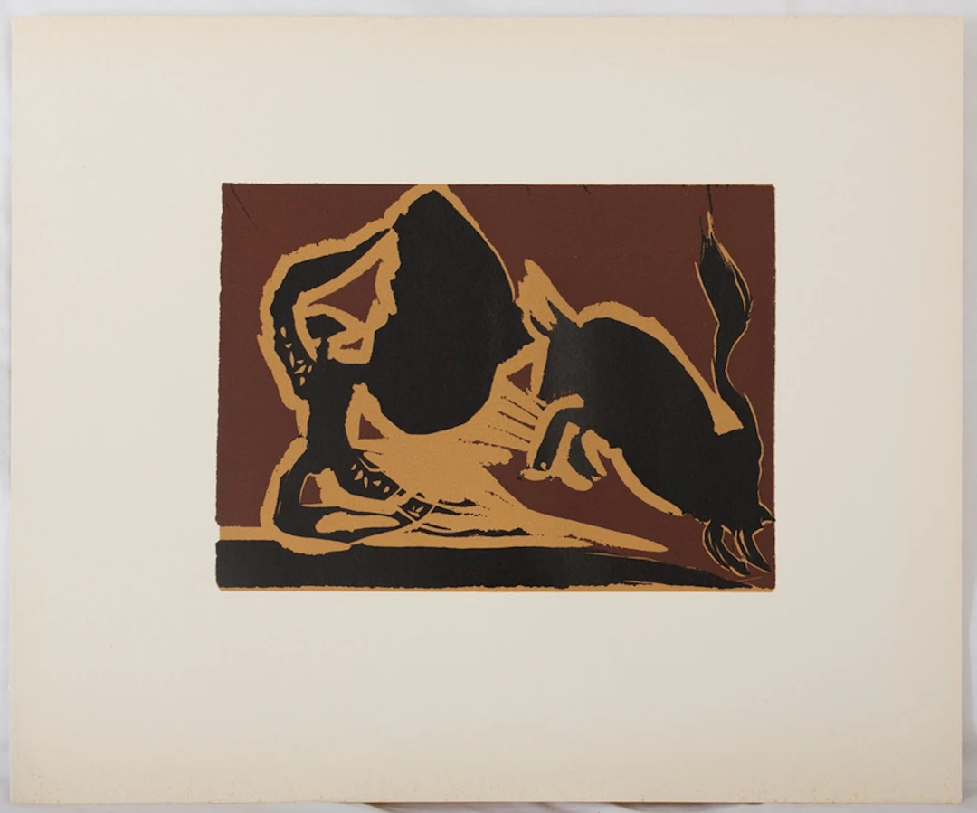 Pablo PICASSO : Corrida : la passe, Linogravure