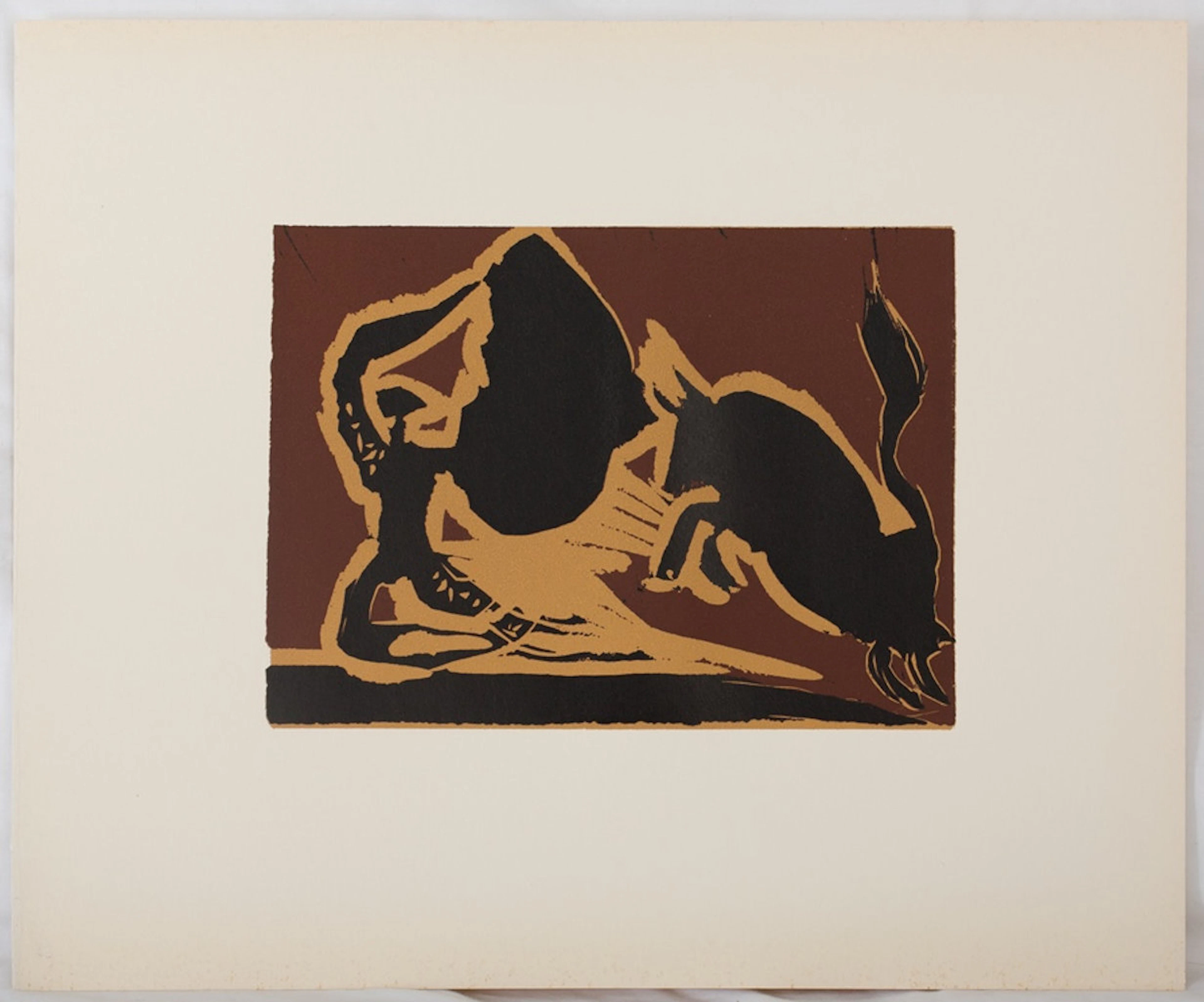 Pablo PICASSO : Corrida : la passe, Linogravure