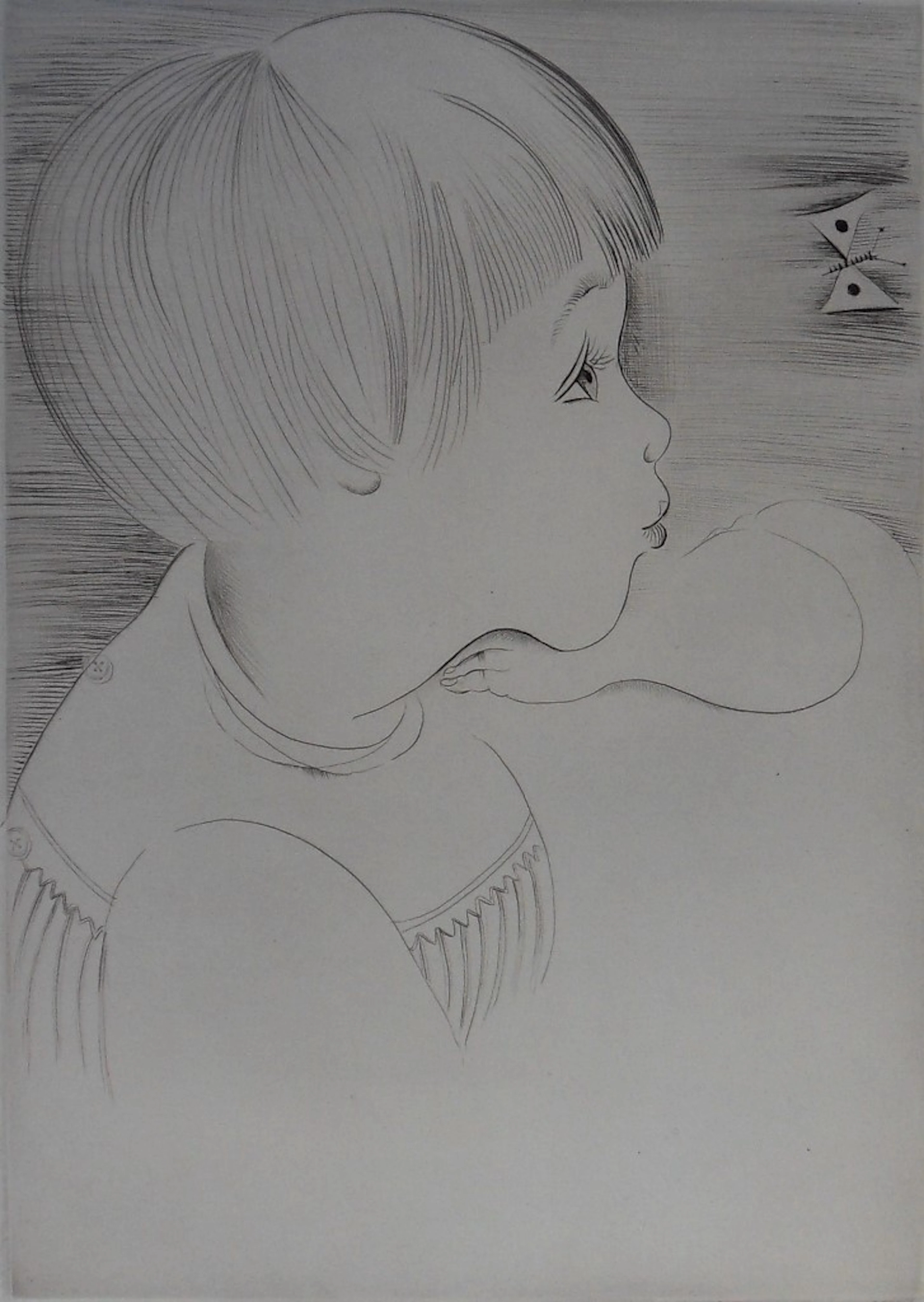 Mily POSSOZ : L’Enfant et le papillon - Gravure originale signée