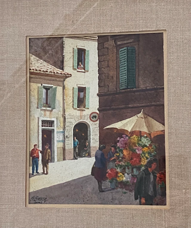 Aquarelle " Flower Stall Rome" par Henry Gasser