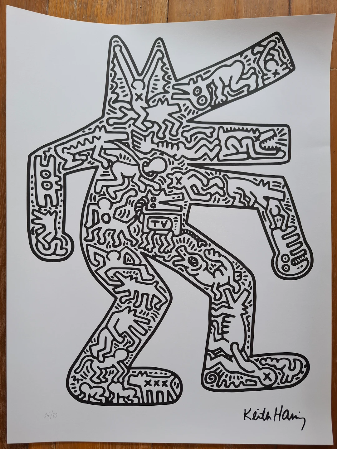 Keith Haring (d’après) - Chien dansant (blanc), 1987, sérigraphie