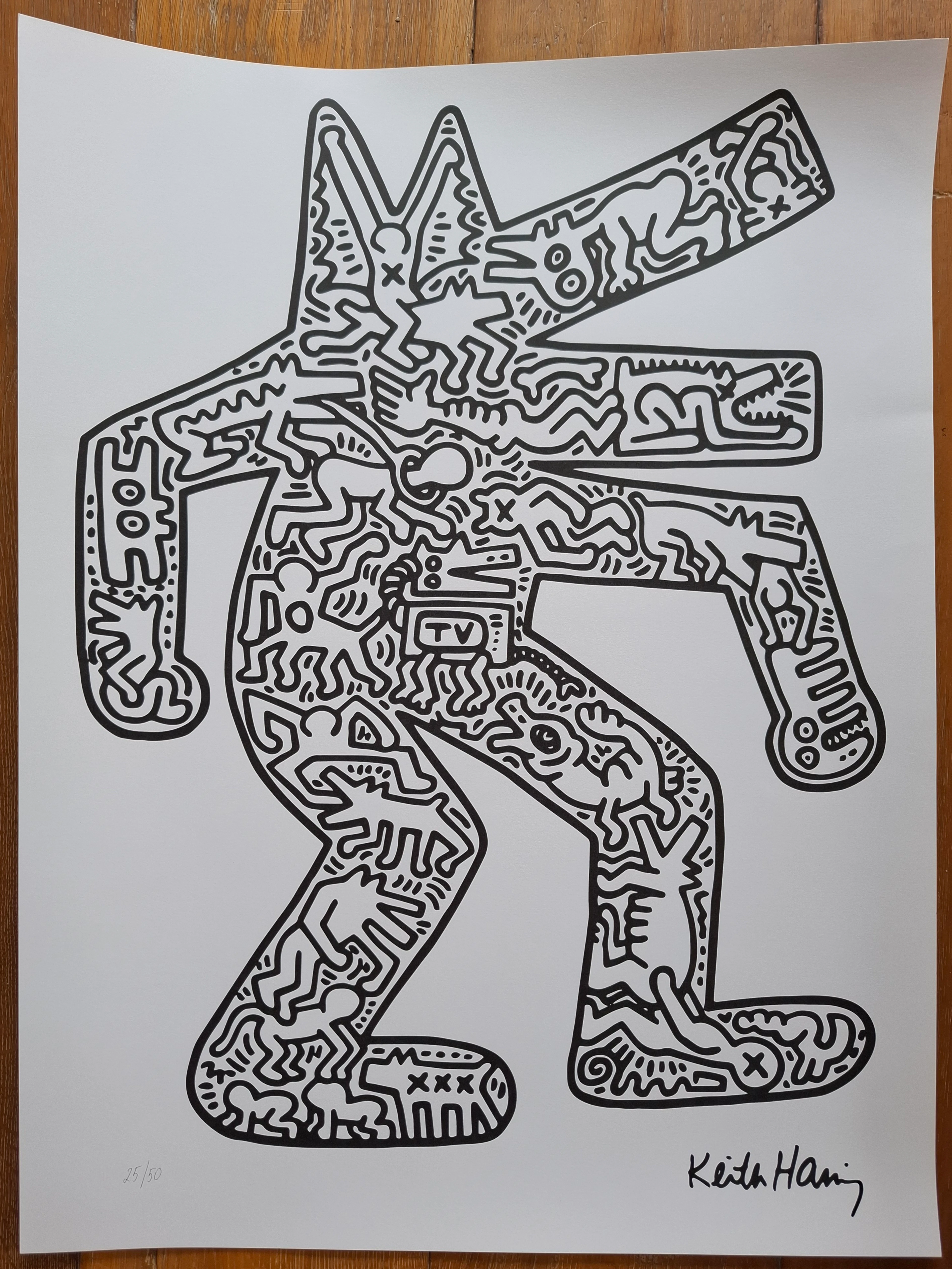 Keith Haring (d’après) - Chien dansant (blanc), 1987, sérigraphie