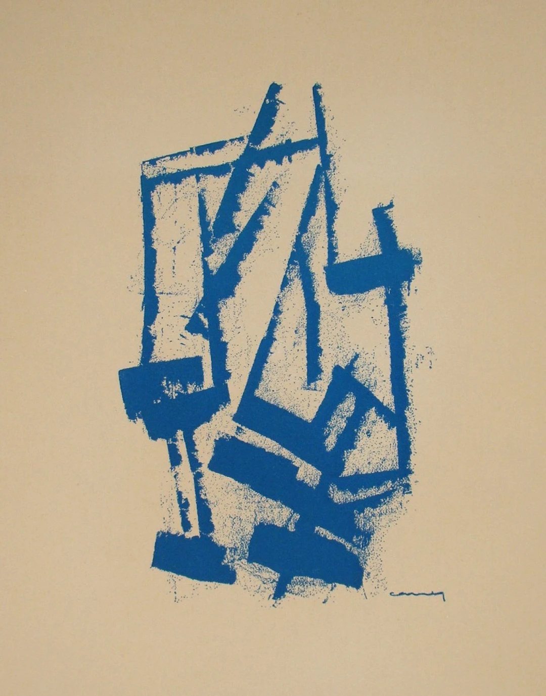 Georges CARREY - Composition abstraite, 1953 - Lithographie originale signée