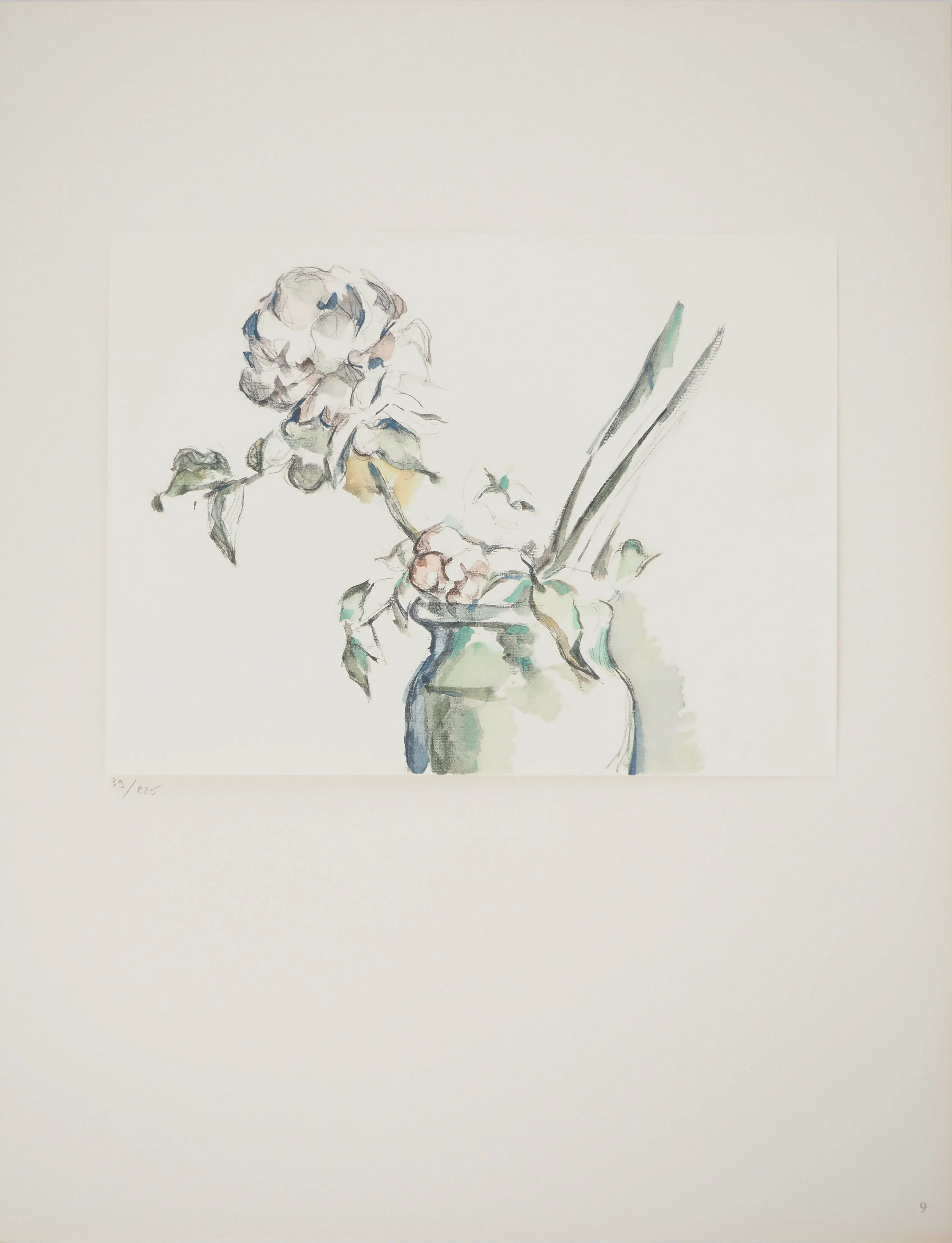 Paul CEZANNE : Roses dans un vase, Lithographie et pochoir