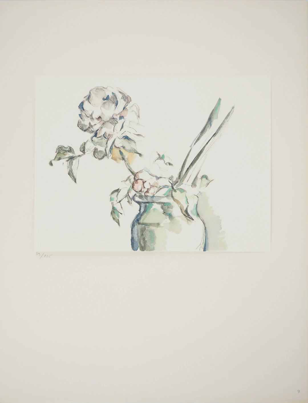 Paul CEZANNE : Roses dans un vase, Lithographie et pochoir