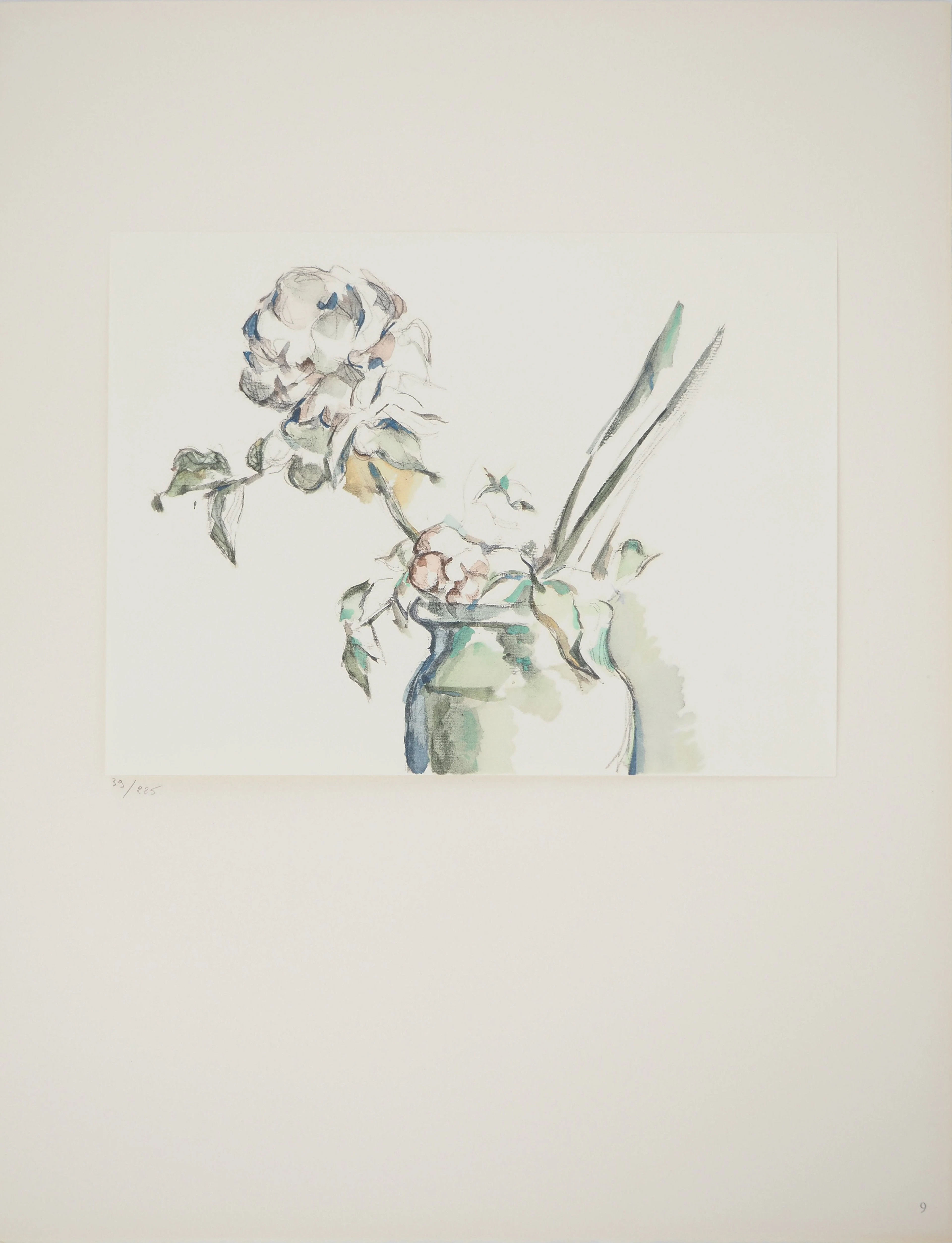 Paul CEZANNE : Roses dans un vase, Lithographie et pochoir