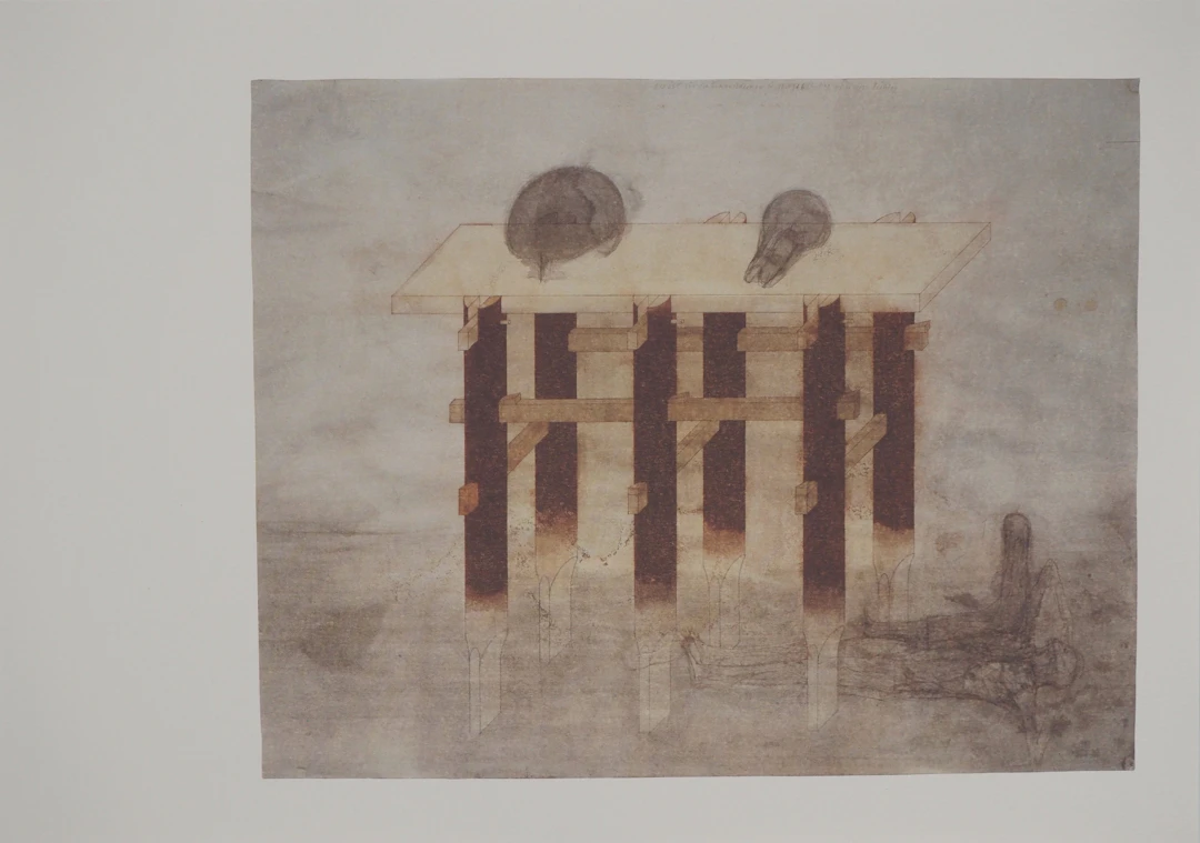Walter PICHLER : Vanité, Installation de crânes, Héliogravure