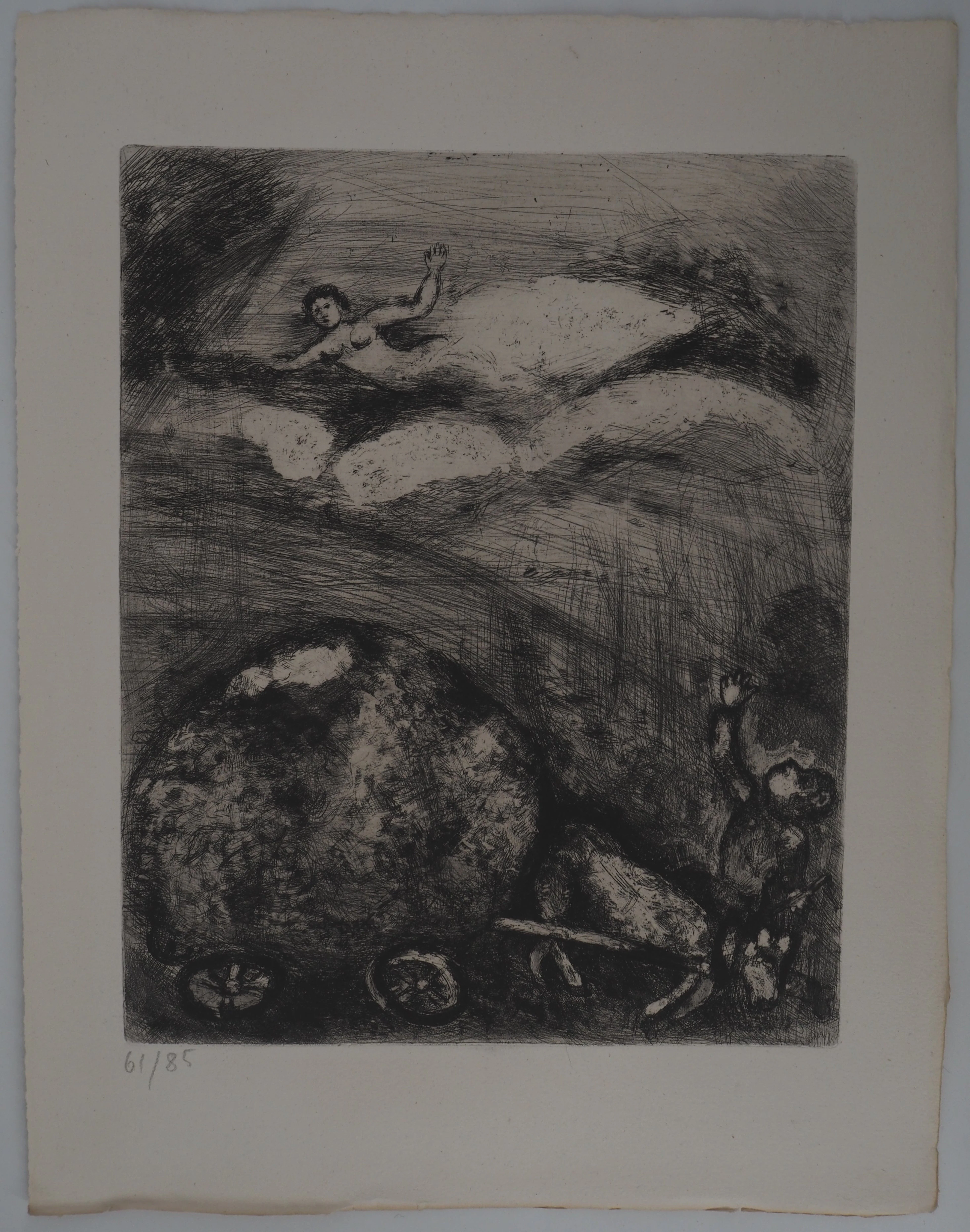 Marc CHAGALL : Le charretier embourbé, Gravure originale