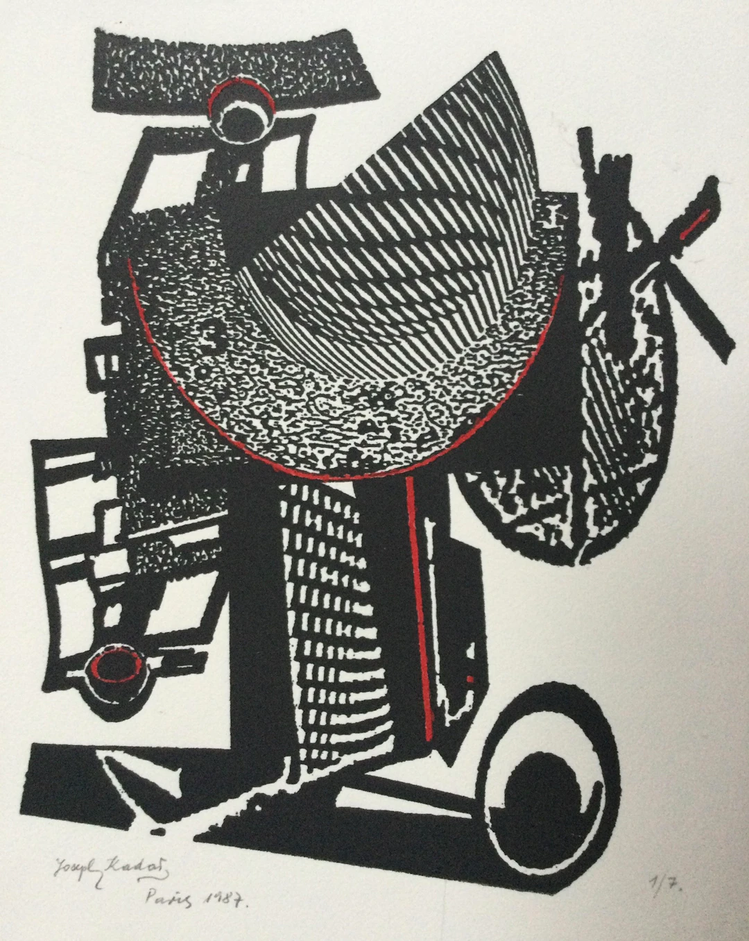 Joseph KADAR - Composition , 1987 - Lithographie réhaussée signée